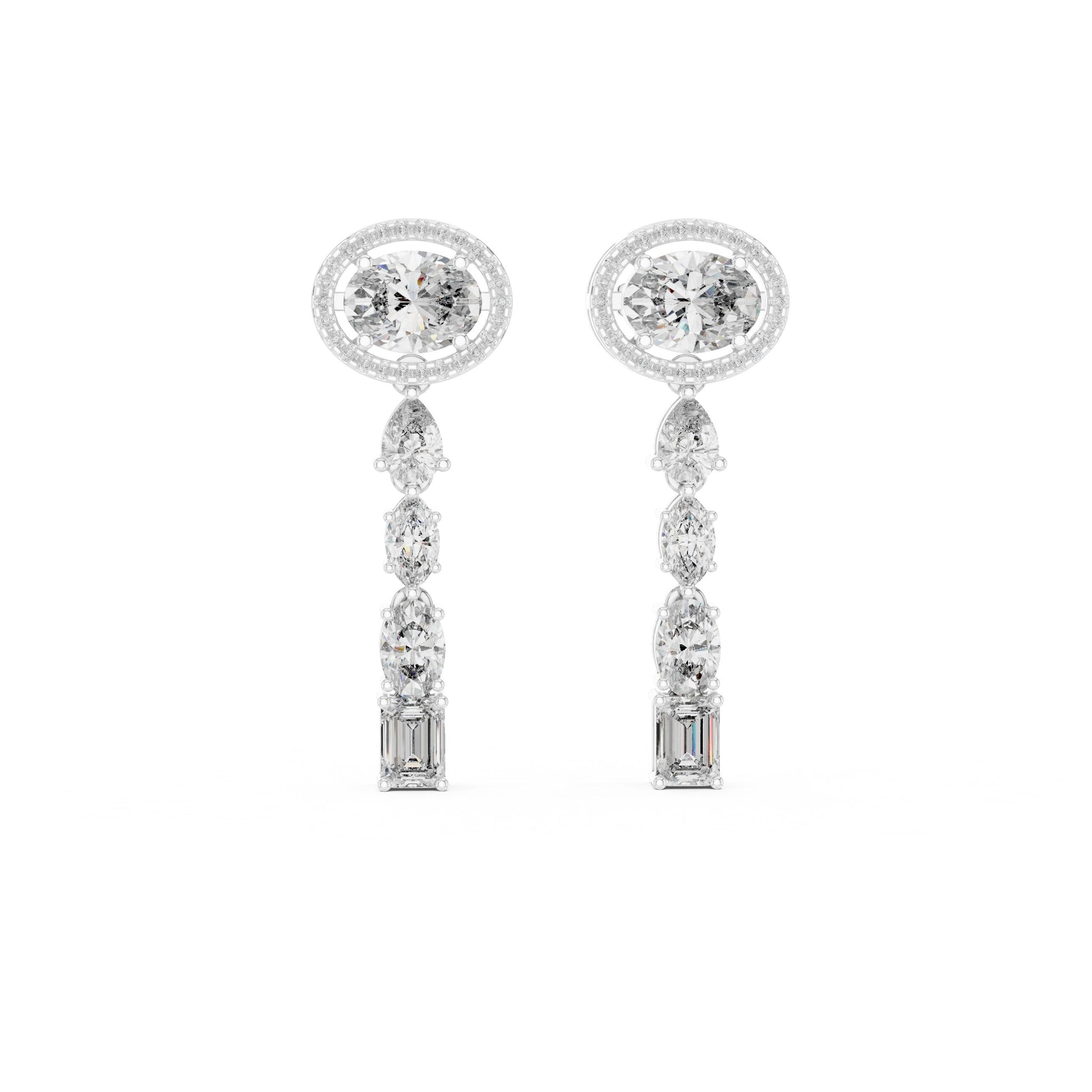 Mixed Shape Lab Grown Diamond Dangle Earrings