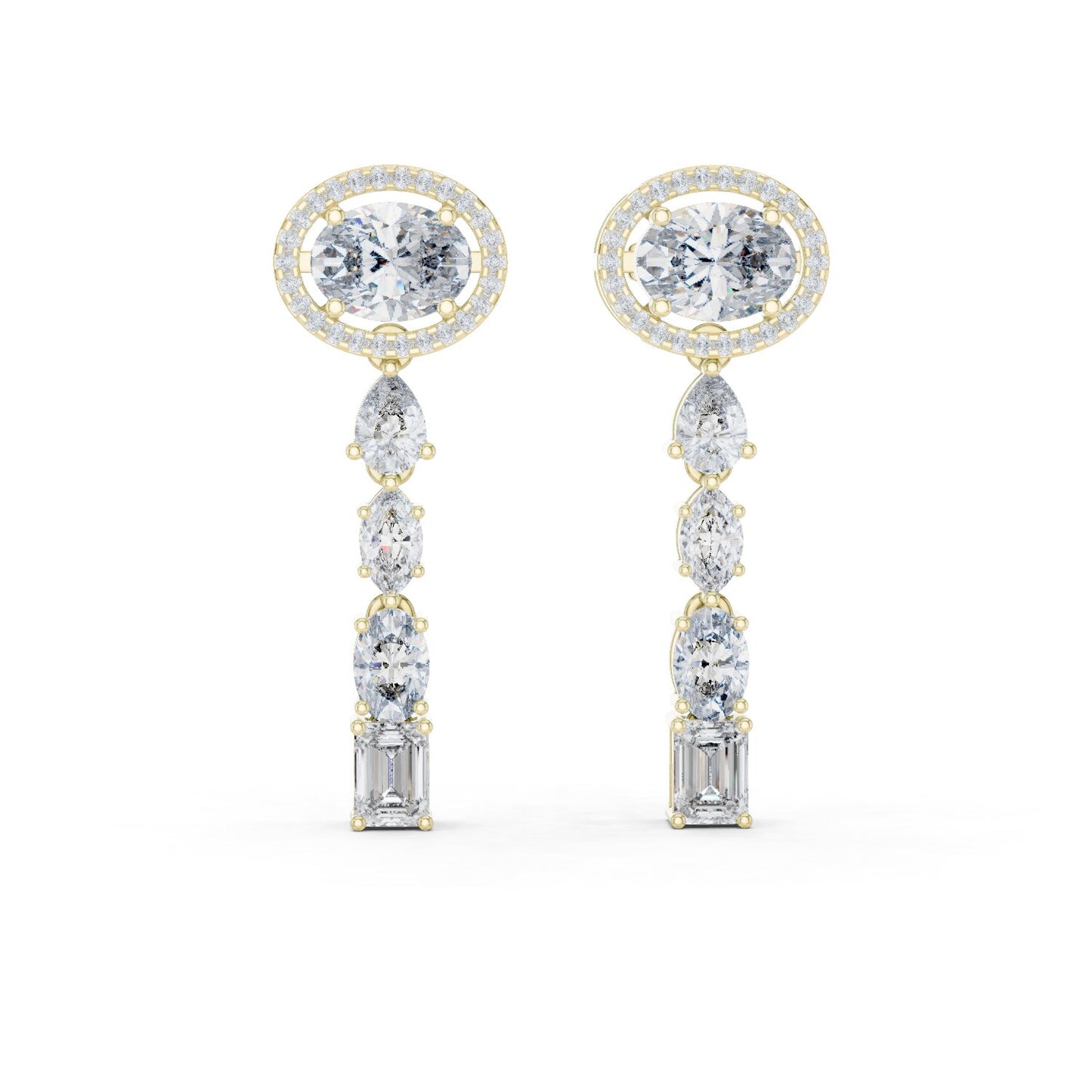 Mixed Shape Lab Grown Diamond Dangle Earrings