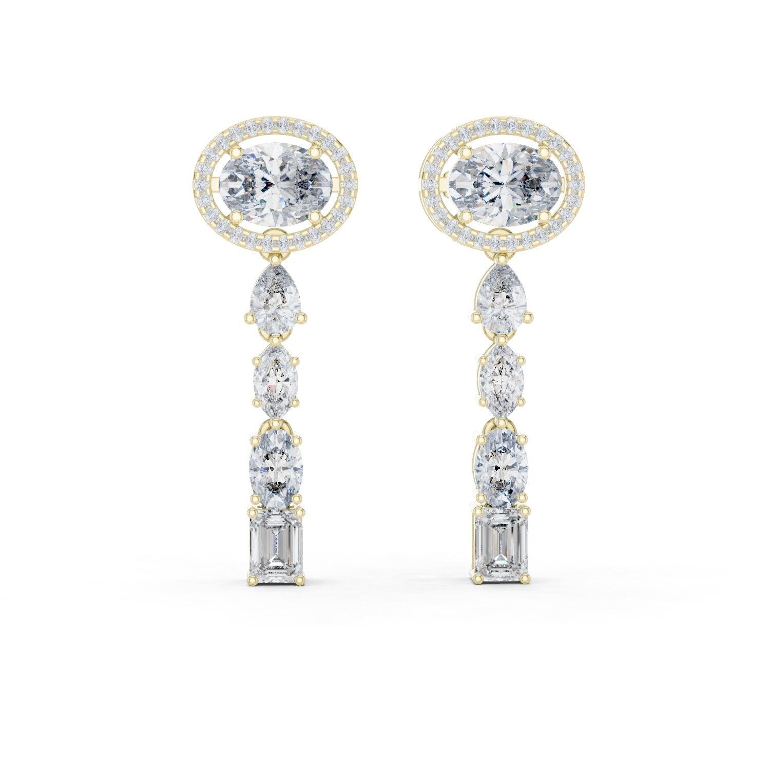 Mixed Shape Lab Grown Diamond Dangle Earrings