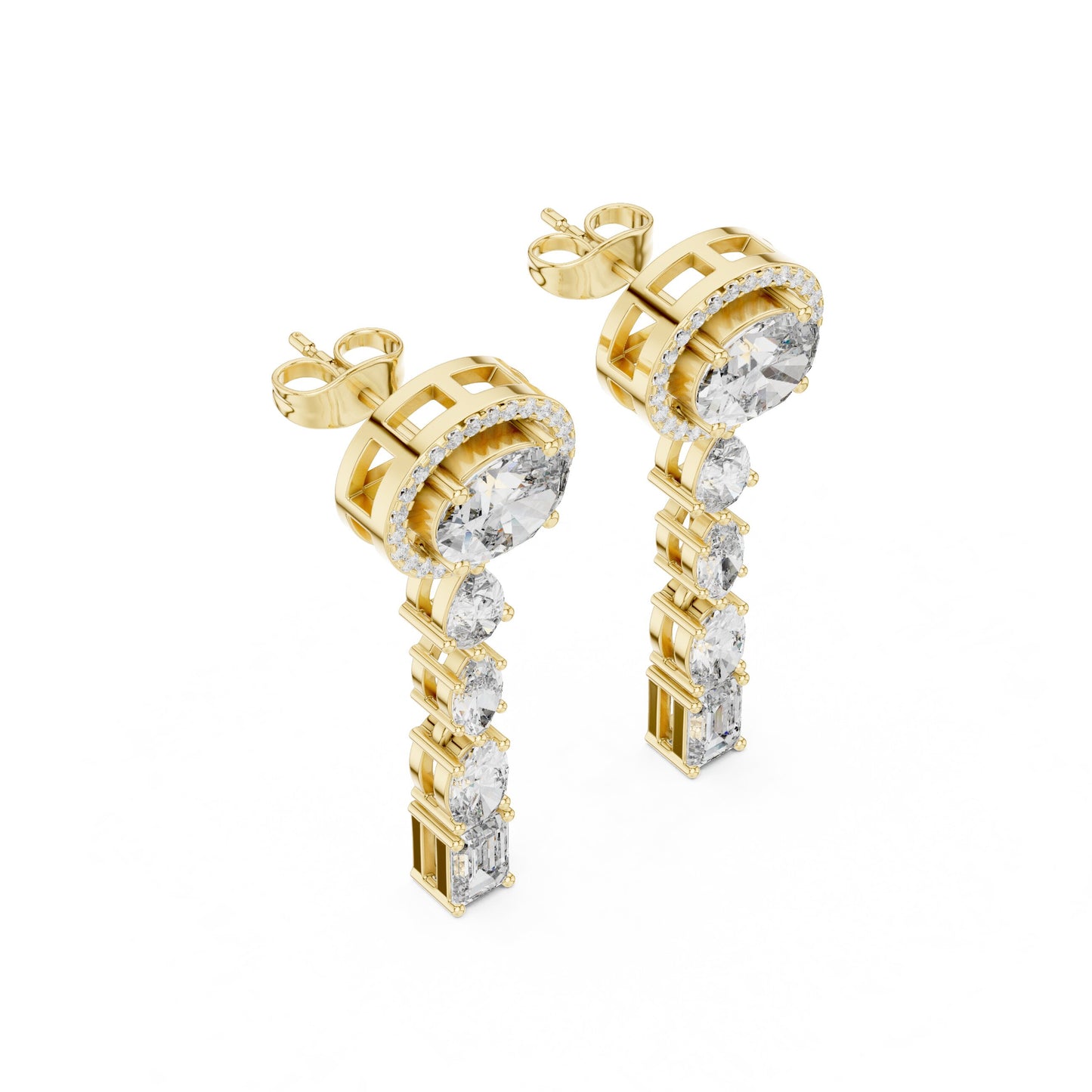 Mixed Shape Lab Grown Diamond Dangle Earrings
