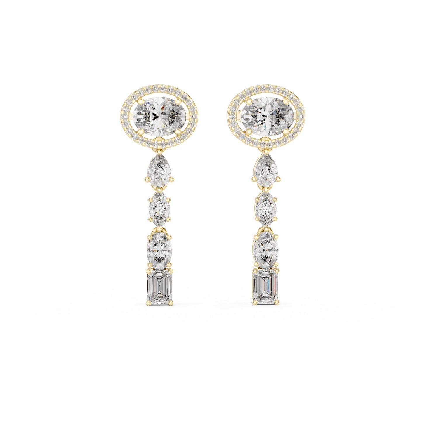 Mixed Shape Lab Grown Diamond Dangle Earrings