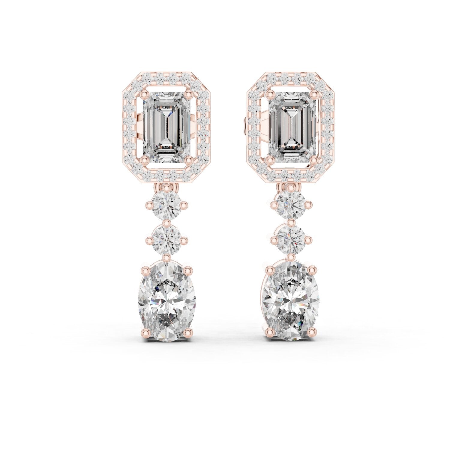 Mixed Shape Lab Grown Diamond Dangle Earrings
