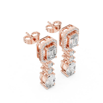 Mixed Shape Lab Grown Diamond Dangle Earrings