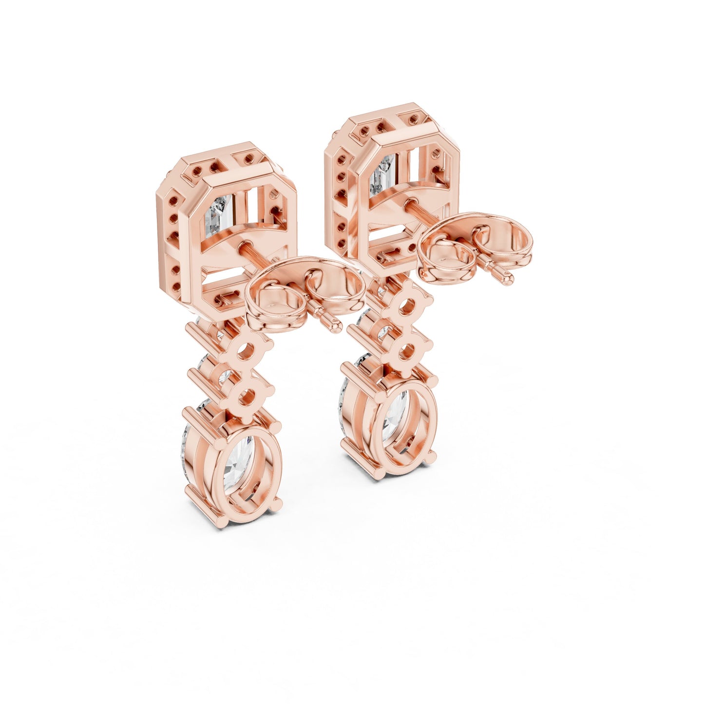 Mixed Shape Lab Grown Diamond Dangle Earrings