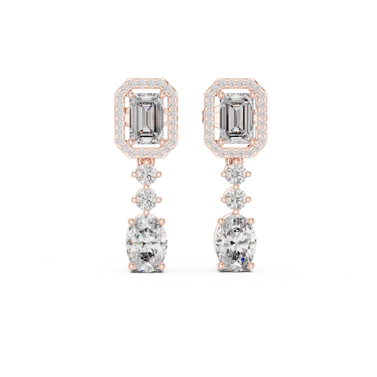 Mixed Shape Lab Grown Diamond Dangle Earrings