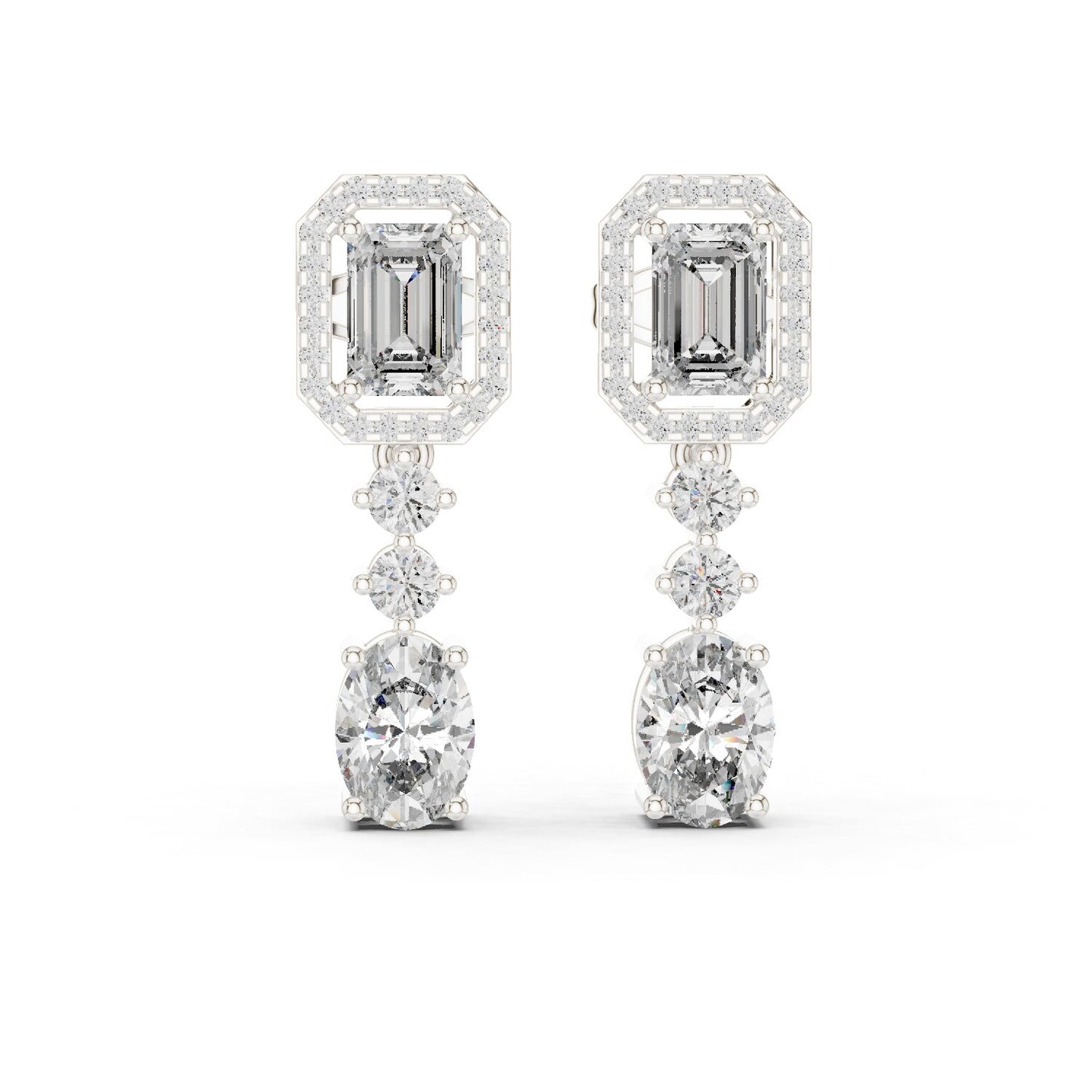 Mixed Shape Lab Grown Diamond Dangle Earrings