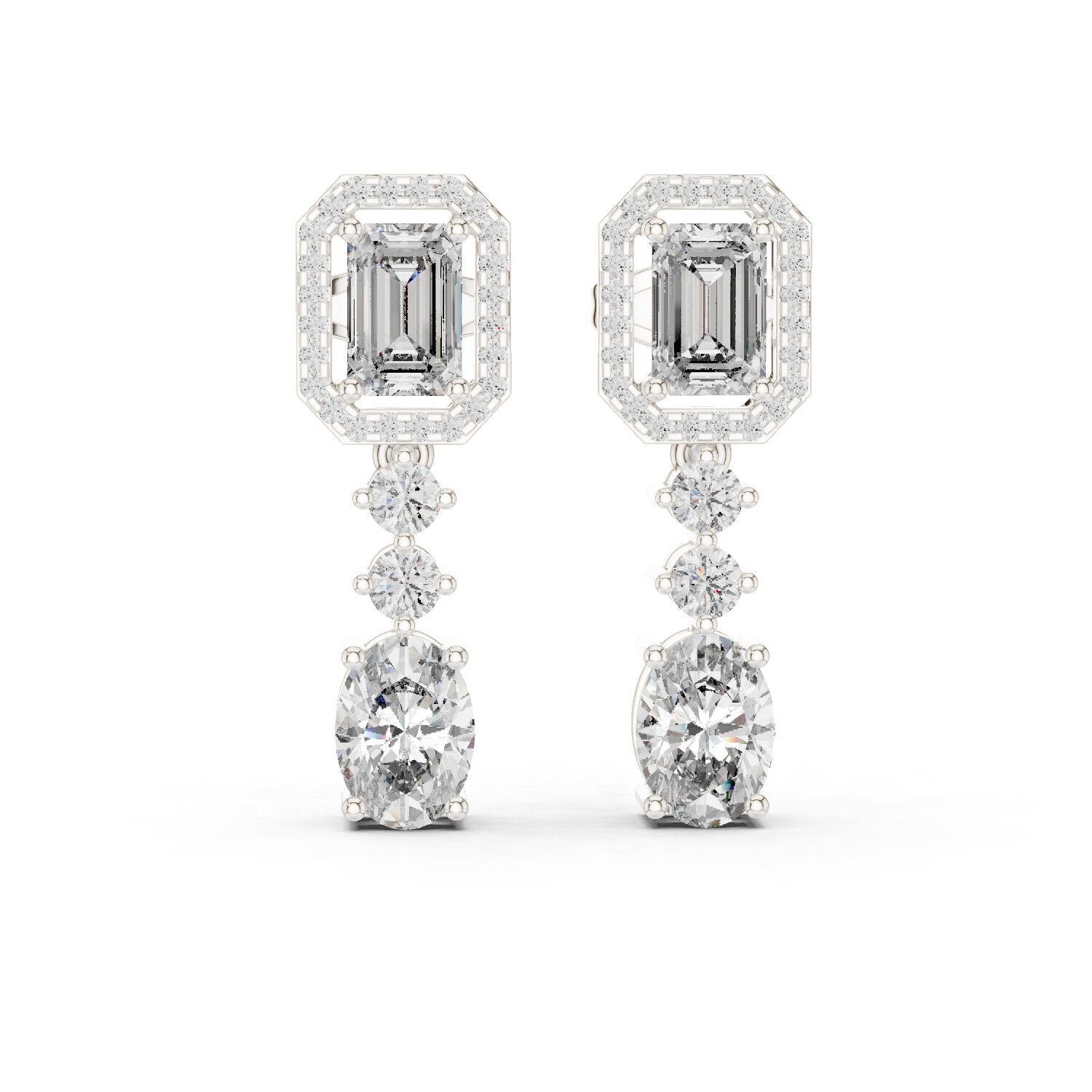 Mixed Shape Lab Grown Diamond Dangle Earrings