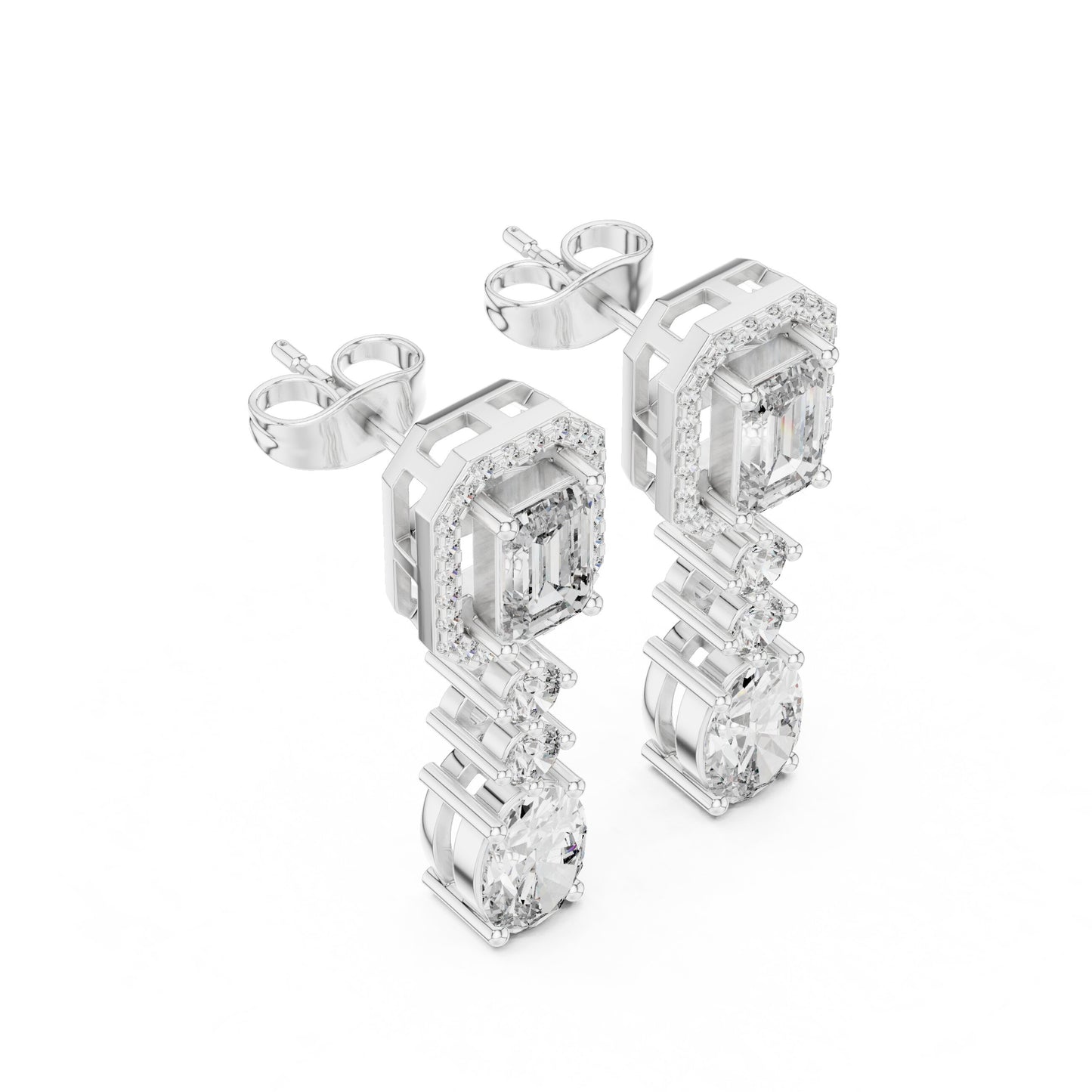 Mixed Shape Lab Grown Diamond Dangle Earrings