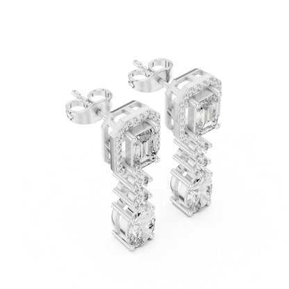 Mixed Shape Lab Grown Diamond Dangle Earrings