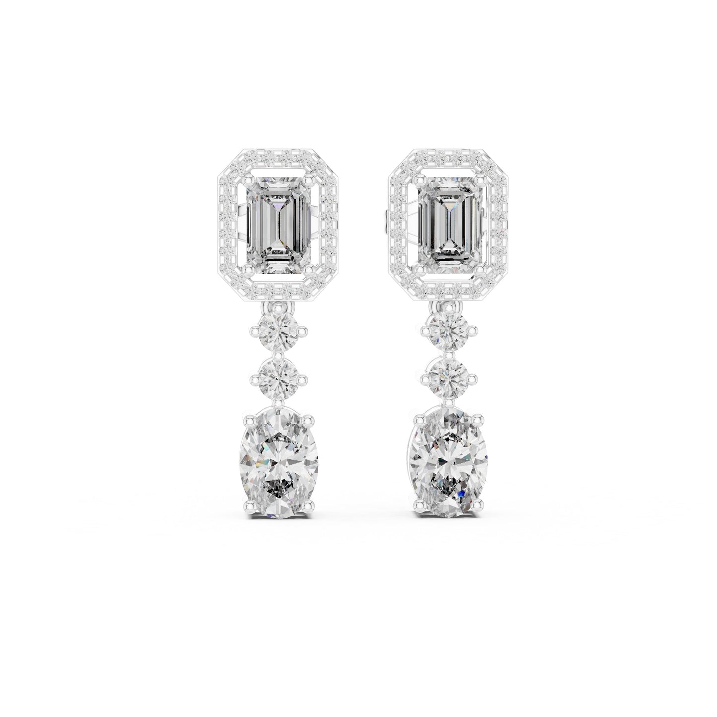 Mixed Shape Lab Grown Diamond Dangle Earrings