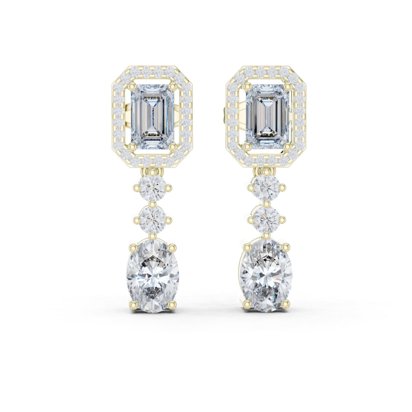 Mixed Shape Lab Grown Diamond Dangle Earrings