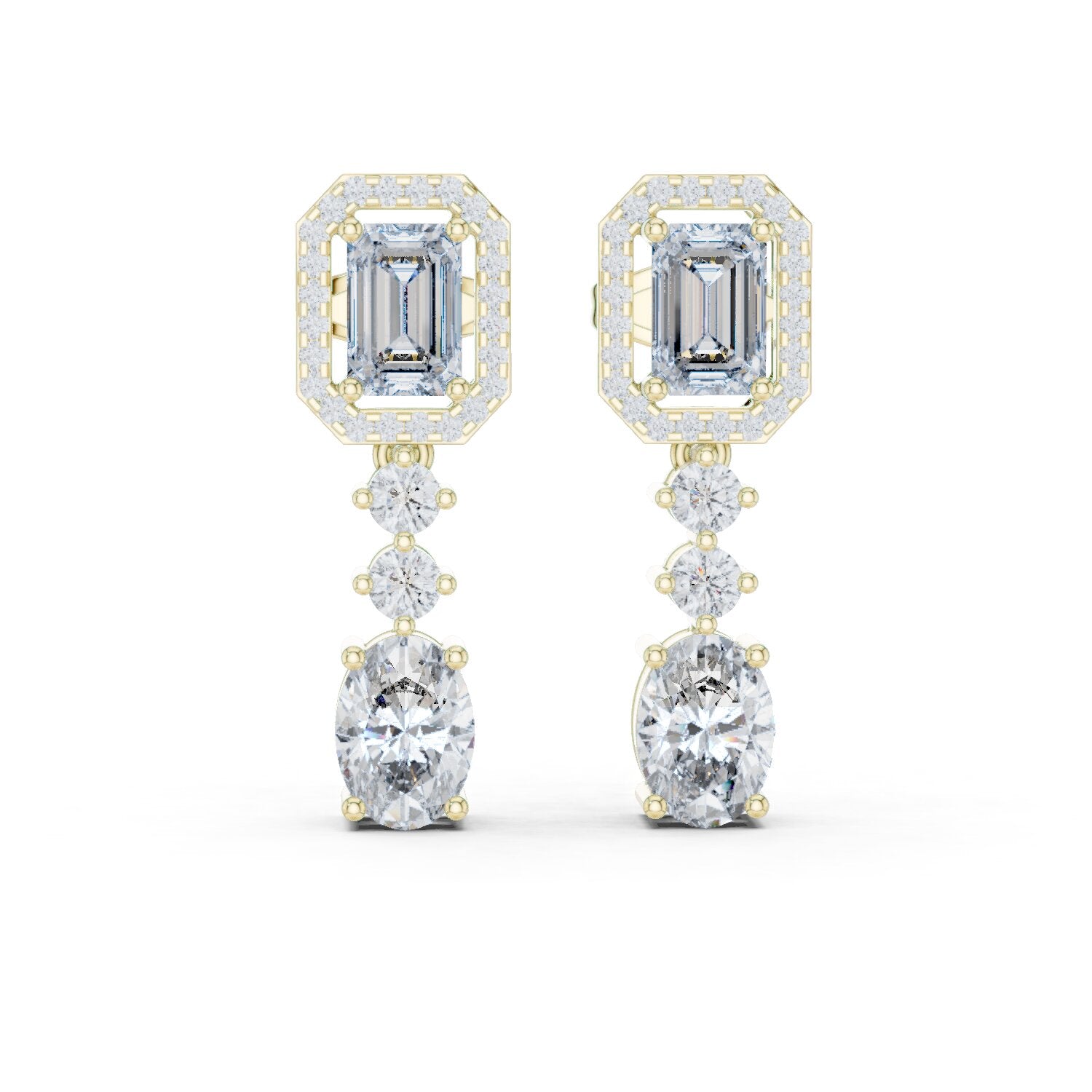 Mixed Shape Lab Grown Diamond Dangle Earrings