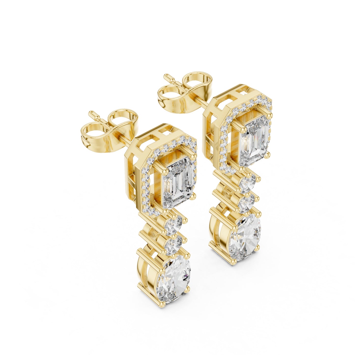 Mixed Shape Lab Grown Diamond Dangle Earrings