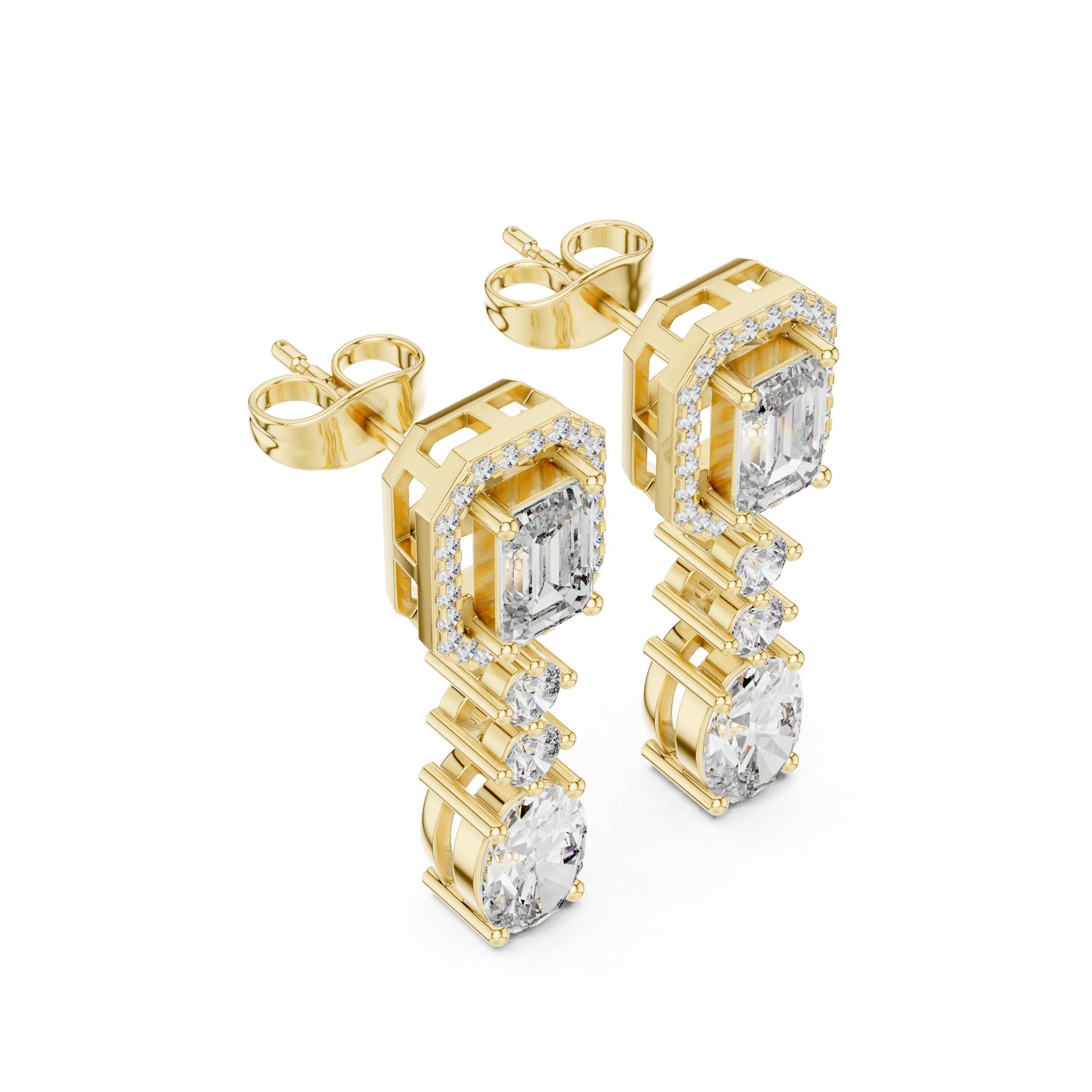 Mixed Shape Lab Grown Diamond Dangle Earrings