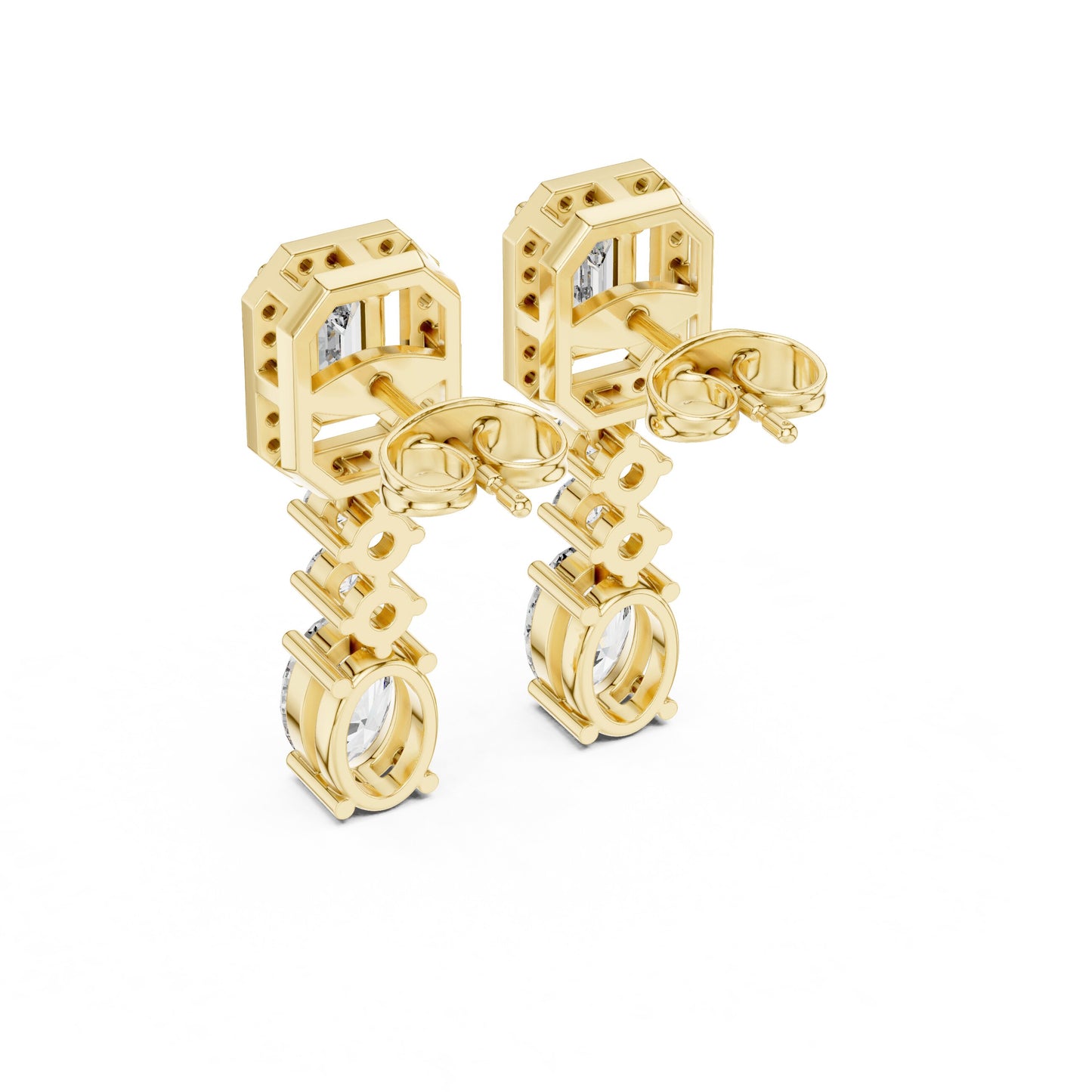Mixed Shape Lab Grown Diamond Dangle Earrings