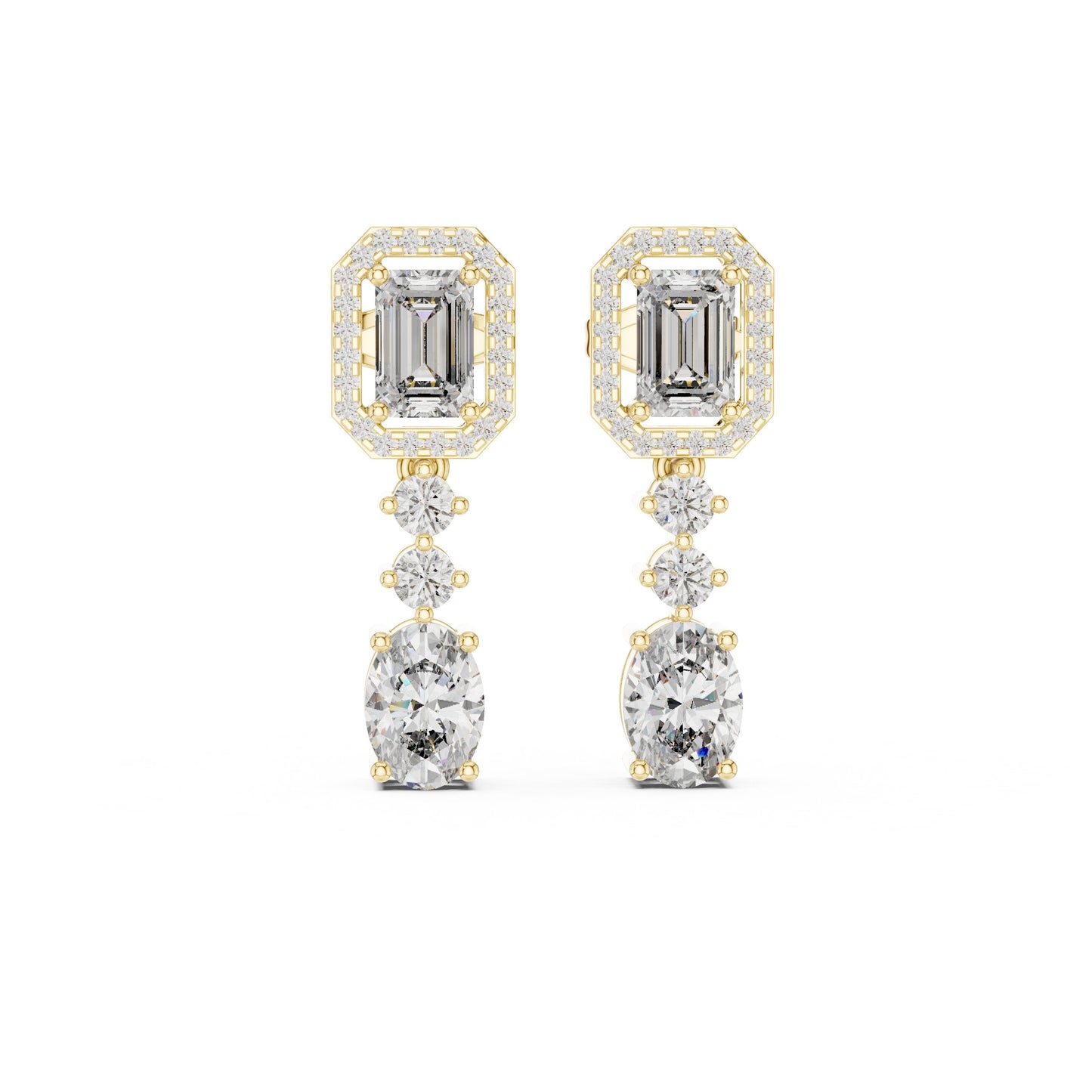 Mixed Shape Lab Grown Diamond Dangle Earrings