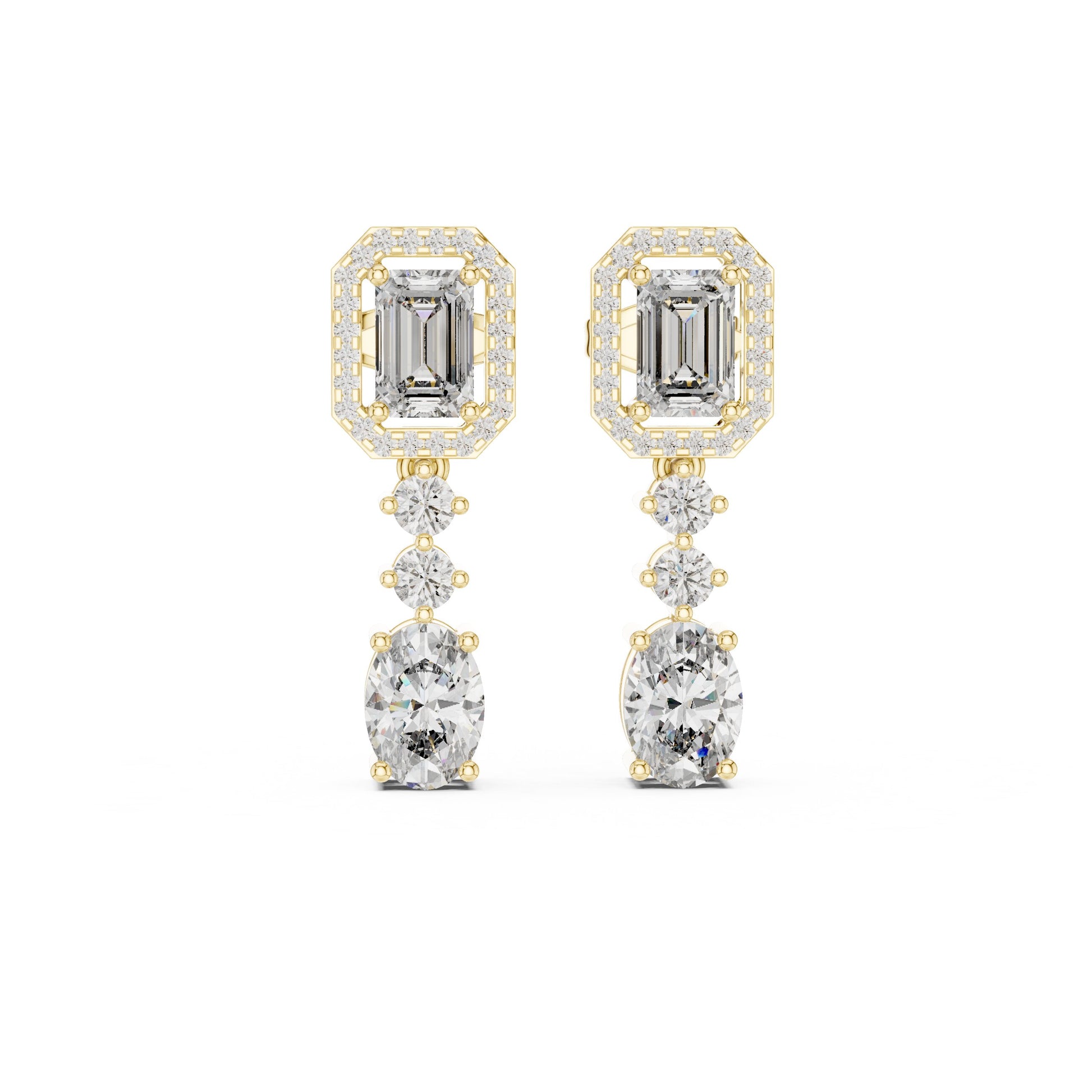 Mixed Shape Lab Grown Diamond Dangle Earrings