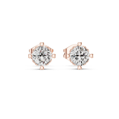 Round Stud Lab Grown Diamond Earrings