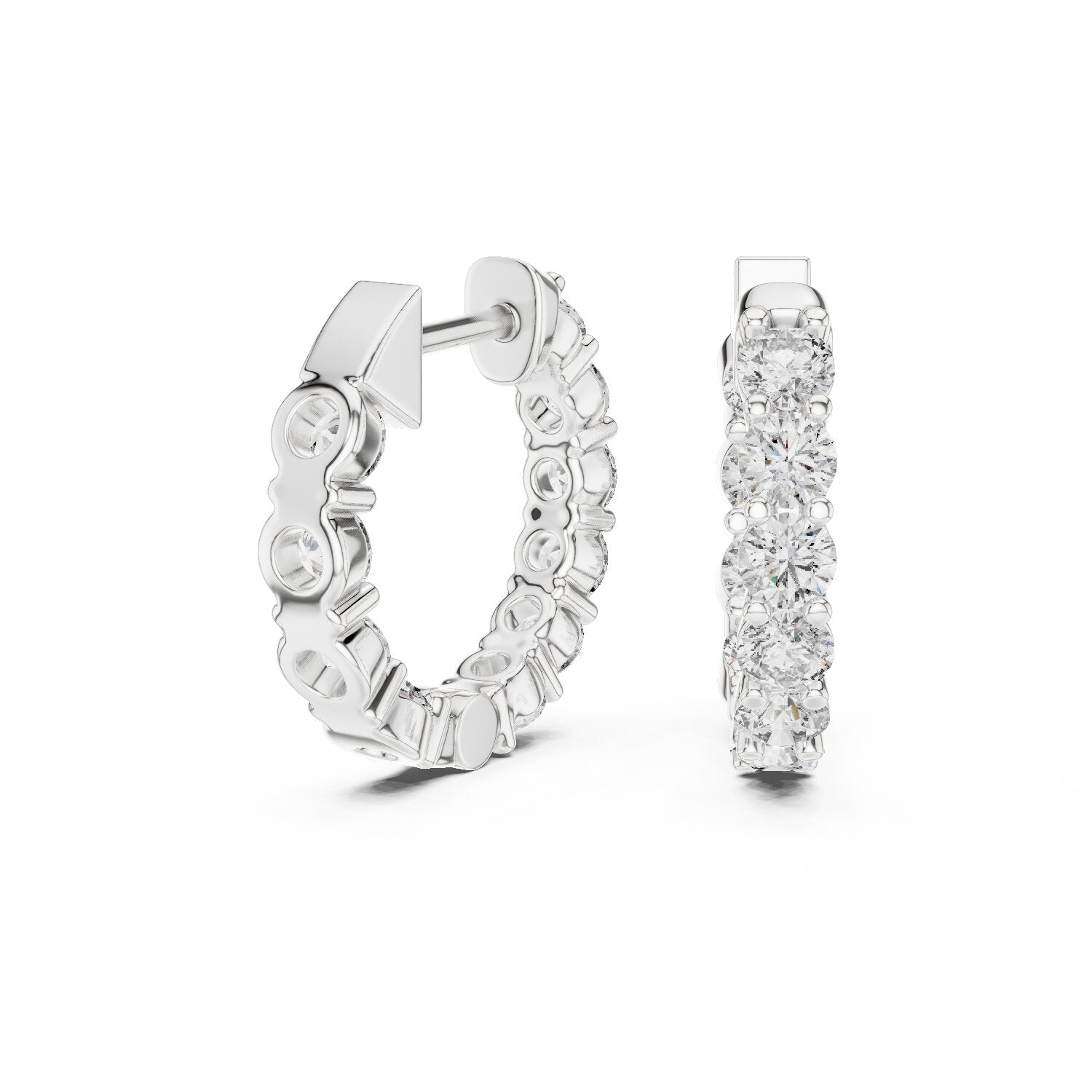 Round Huggie Lab Grown Diamond Earrings