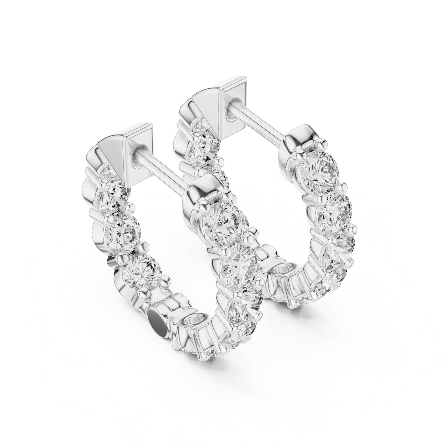 Round Huggie Lab Grown Diamond Earrings