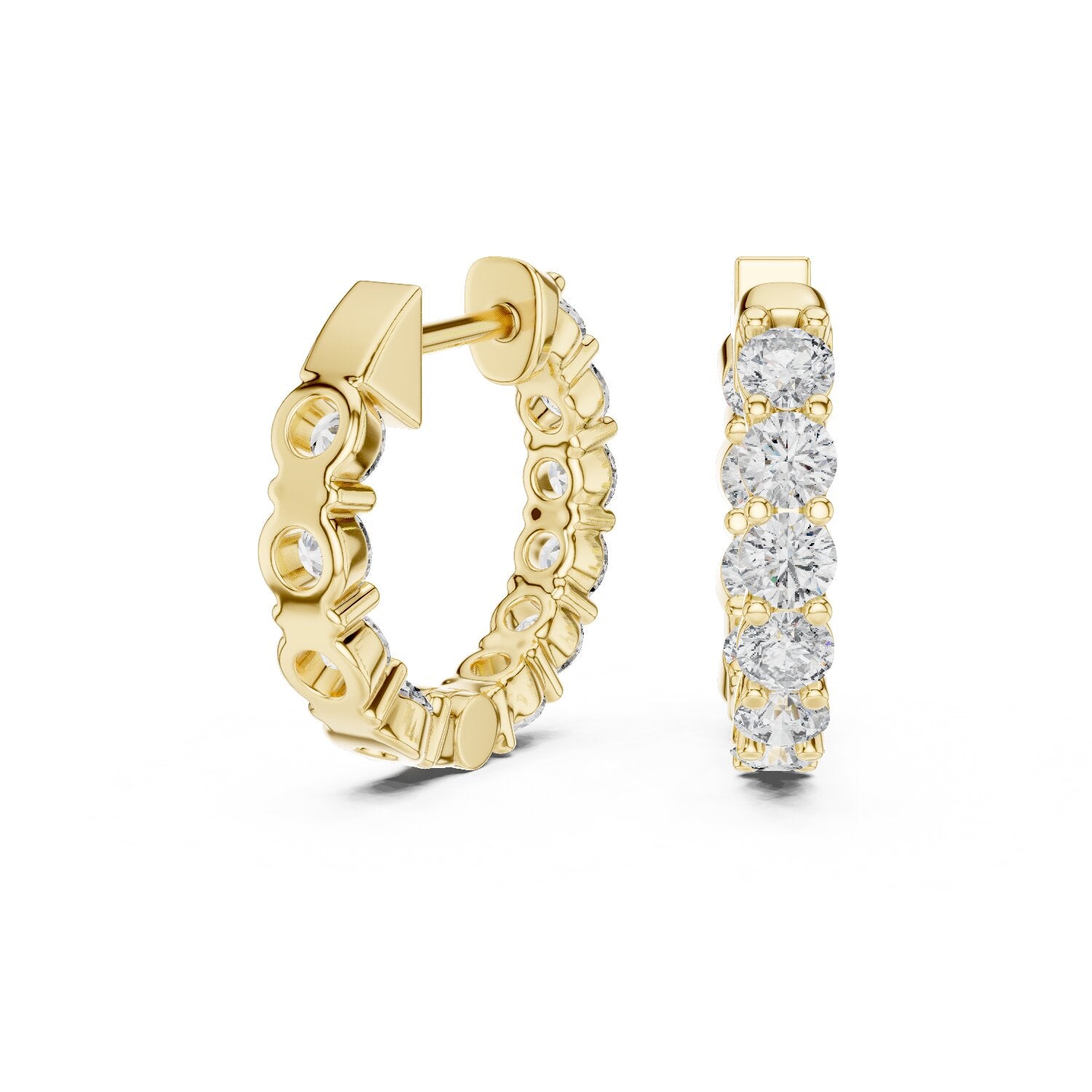 Round Huggie Lab Grown Diamond Earrings