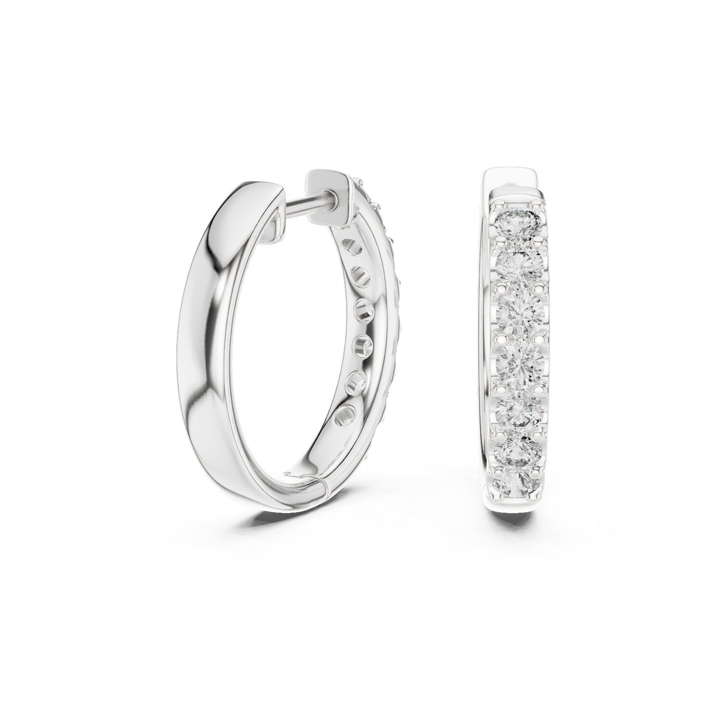 Round Huggie Lab Grown Diamond Earrings