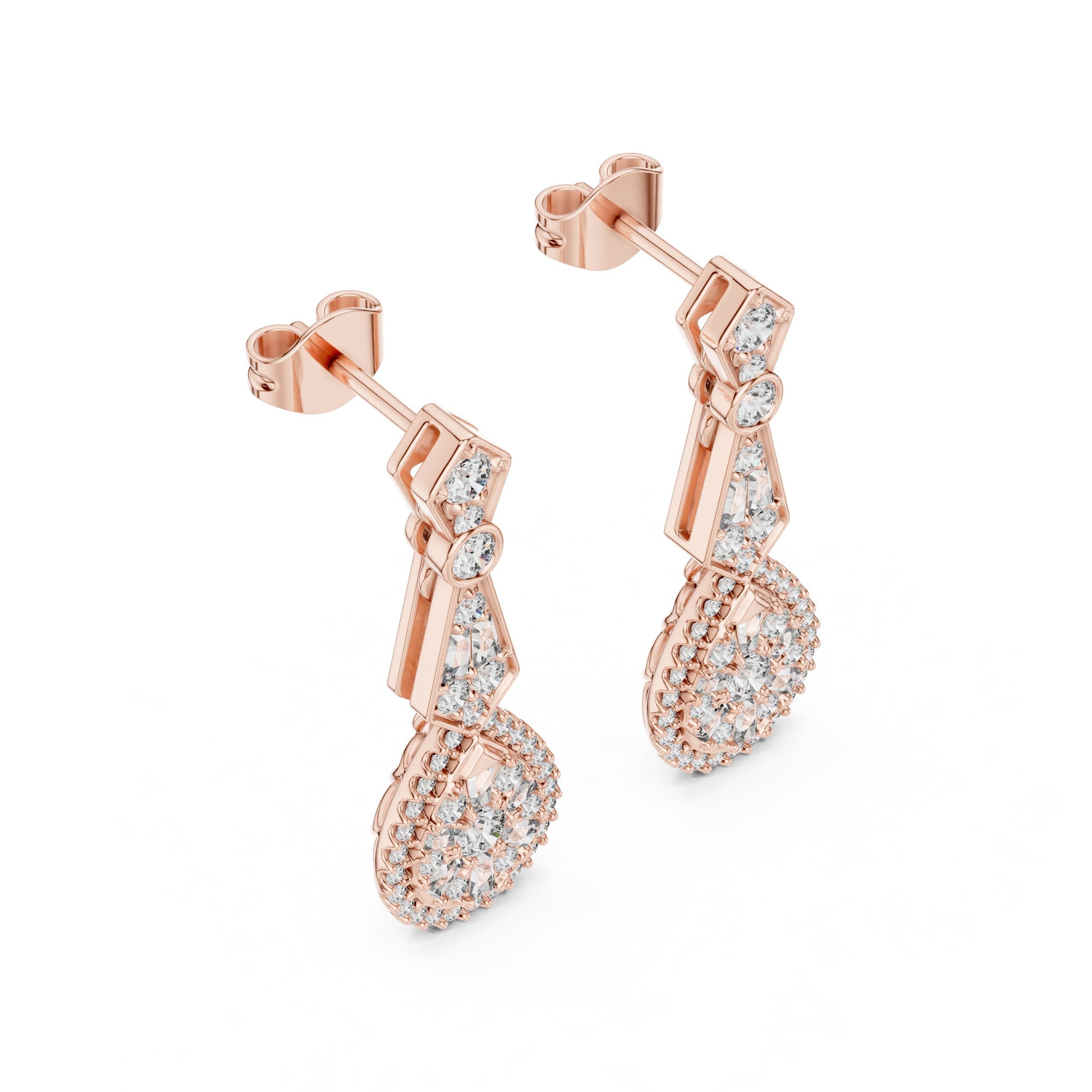 Mixed Shape Lab Grown Diamond Dangle Earrings