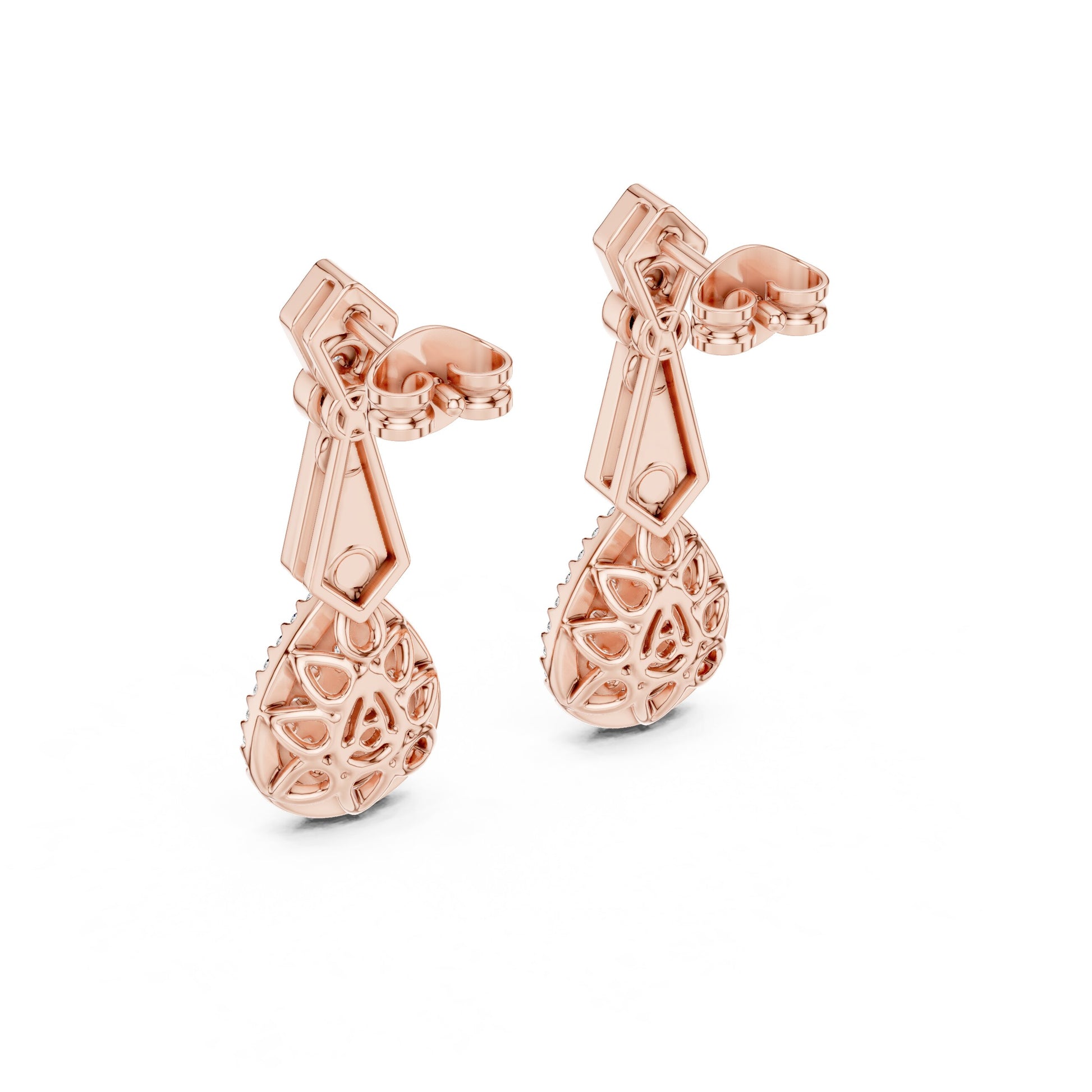 Mixed Shape Lab Grown Diamond Dangle Earrings
