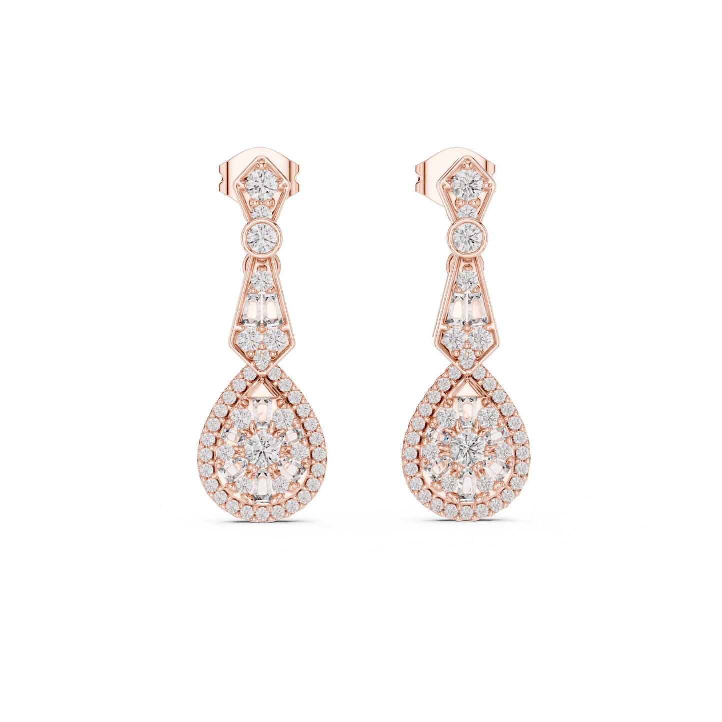 Mixed Shape Lab Grown Diamond Dangle Earrings