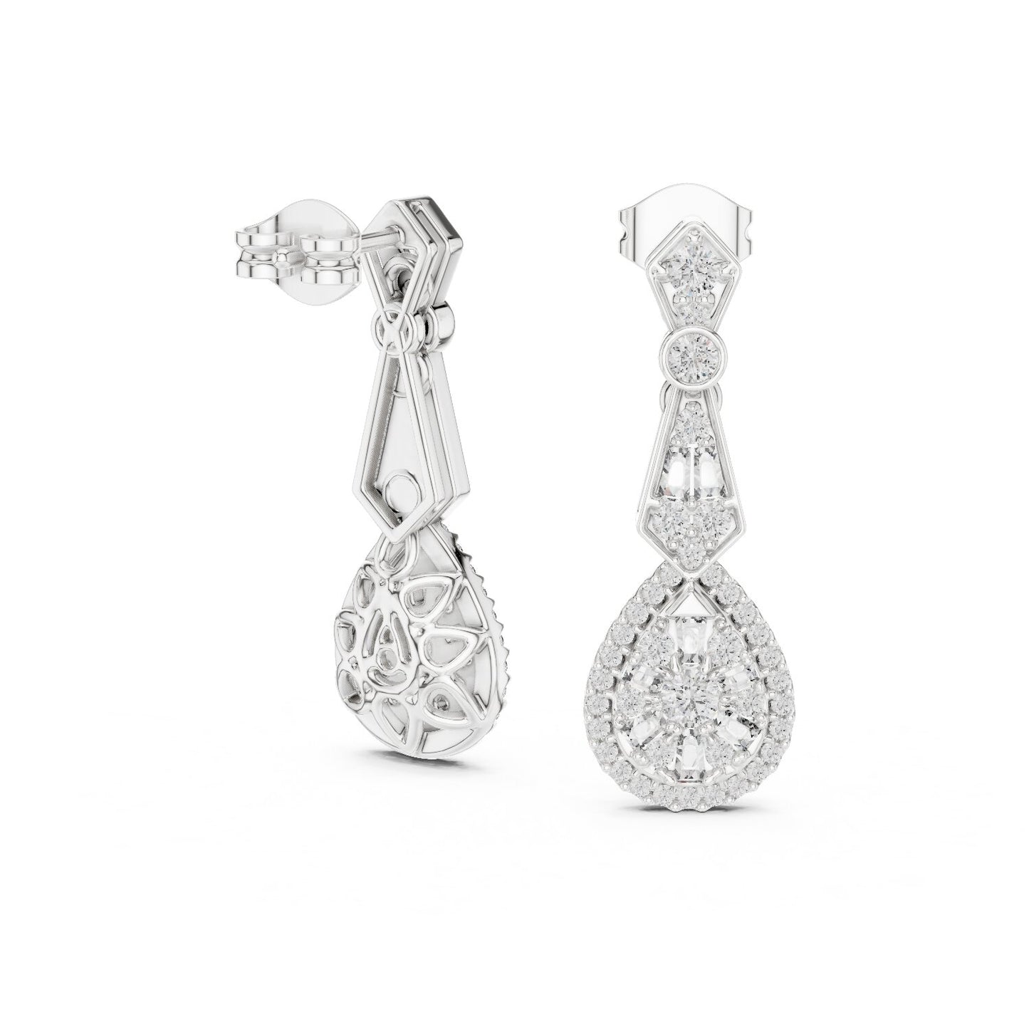 Mixed Shape Lab Grown Diamond Dangle Earrings