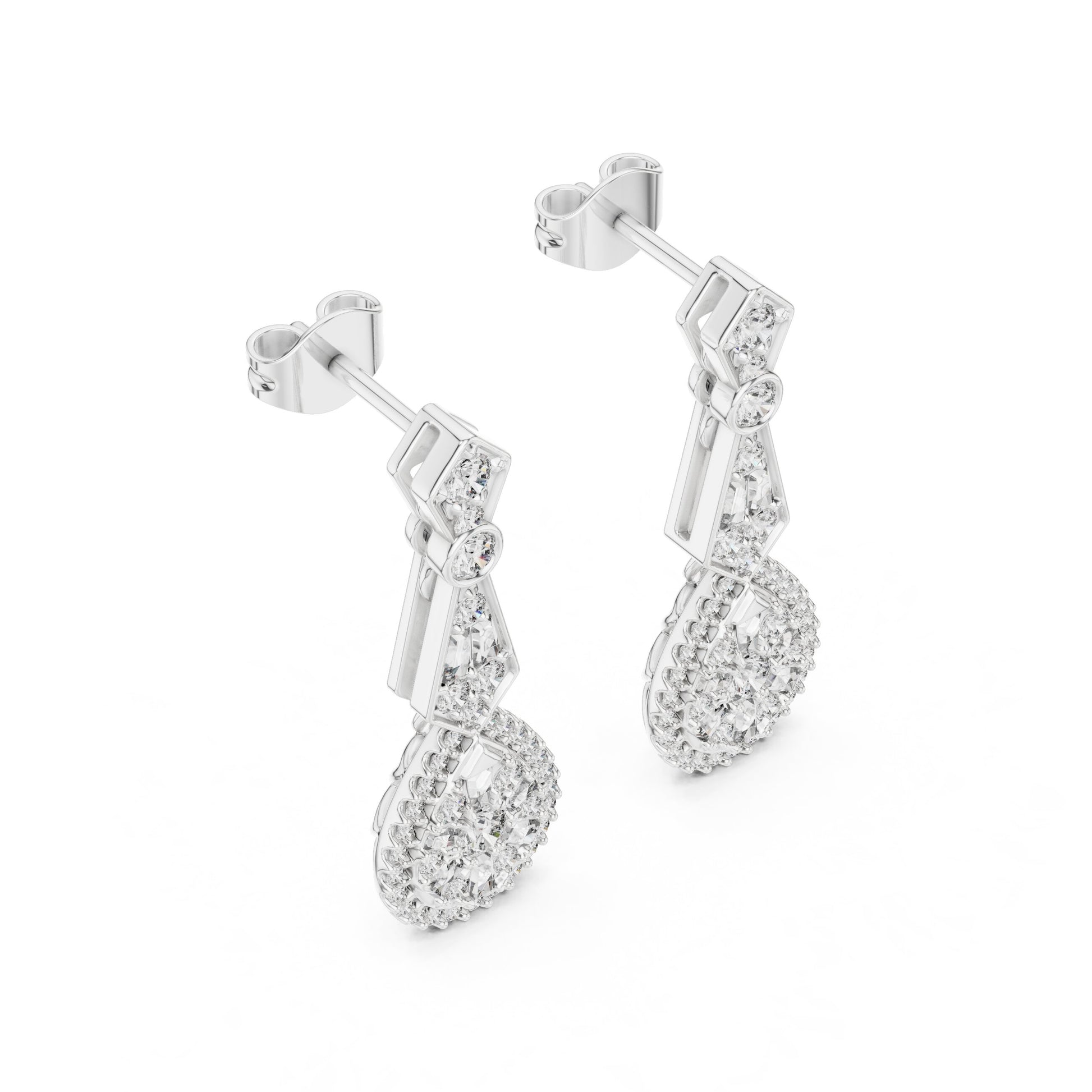 Mixed Shape Lab Grown Diamond Dangle Earrings