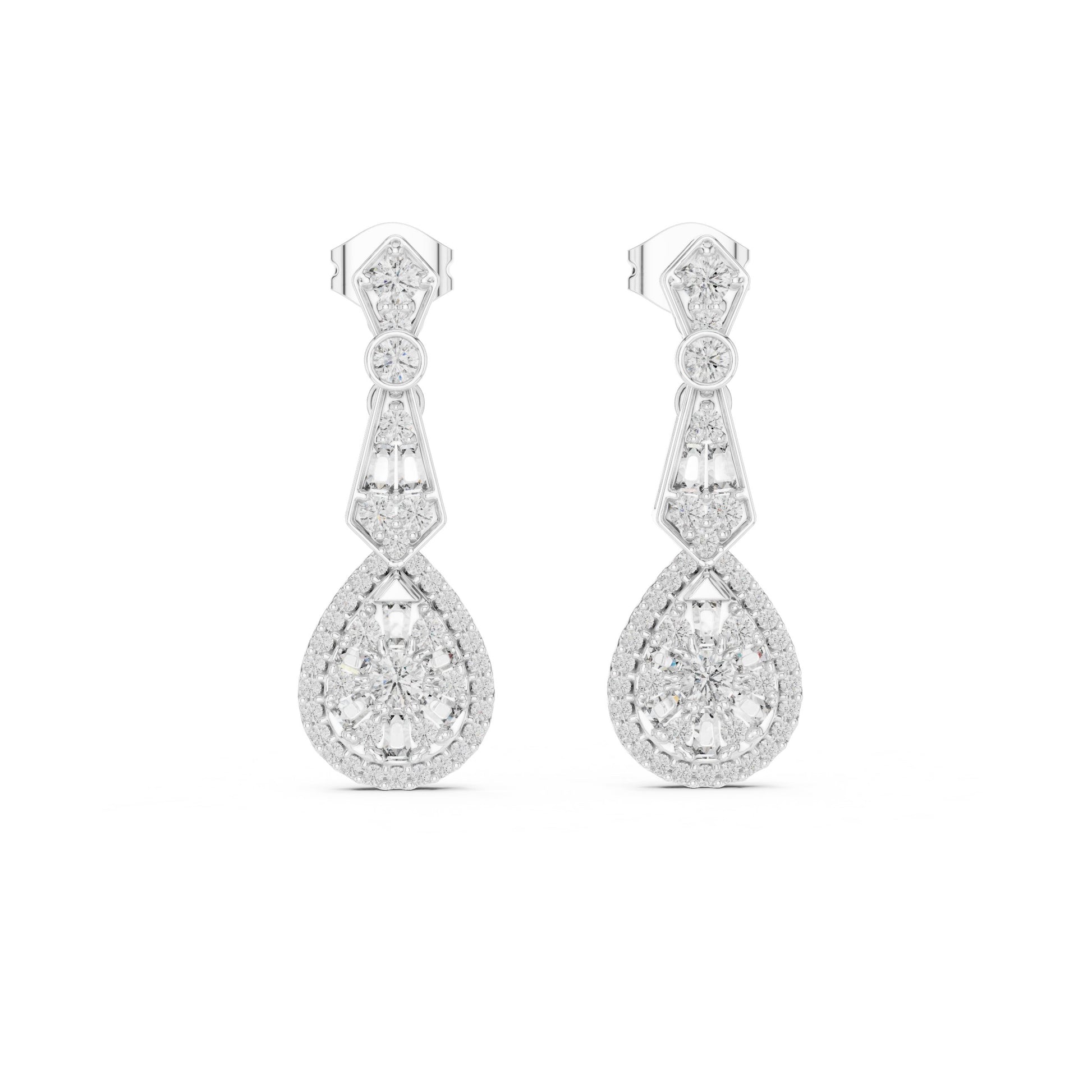 Mixed Shape Lab Grown Diamond Dangle Earrings