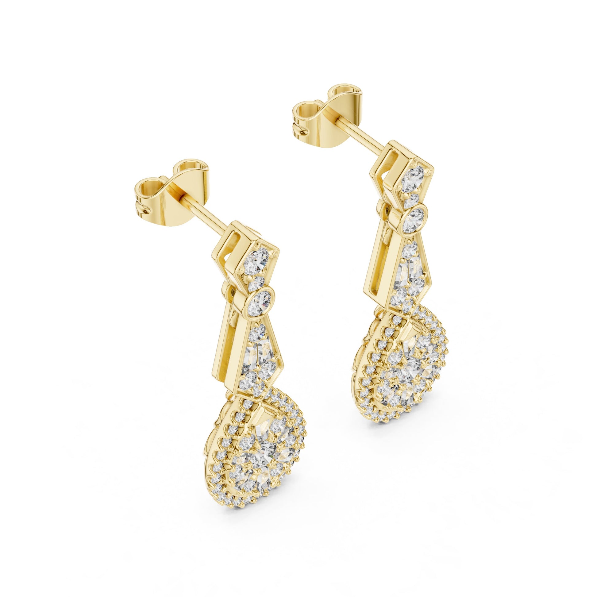 Mixed Shape Lab Grown Diamond Dangle Earrings