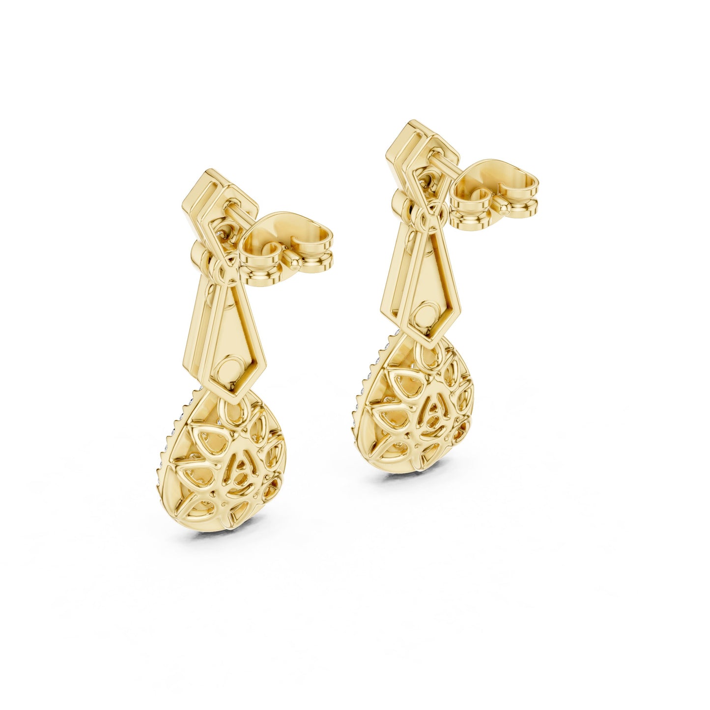Mixed Shape Lab Grown Diamond Dangle Earrings