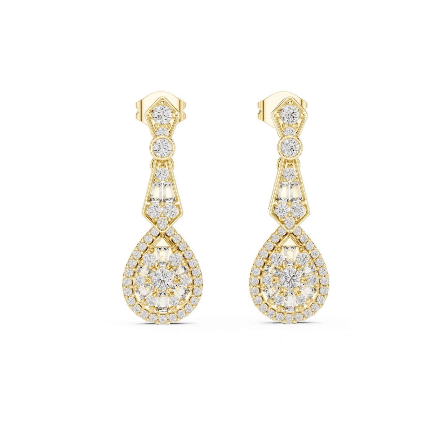 Mixed Shape Lab Grown Diamond Dangle Earrings