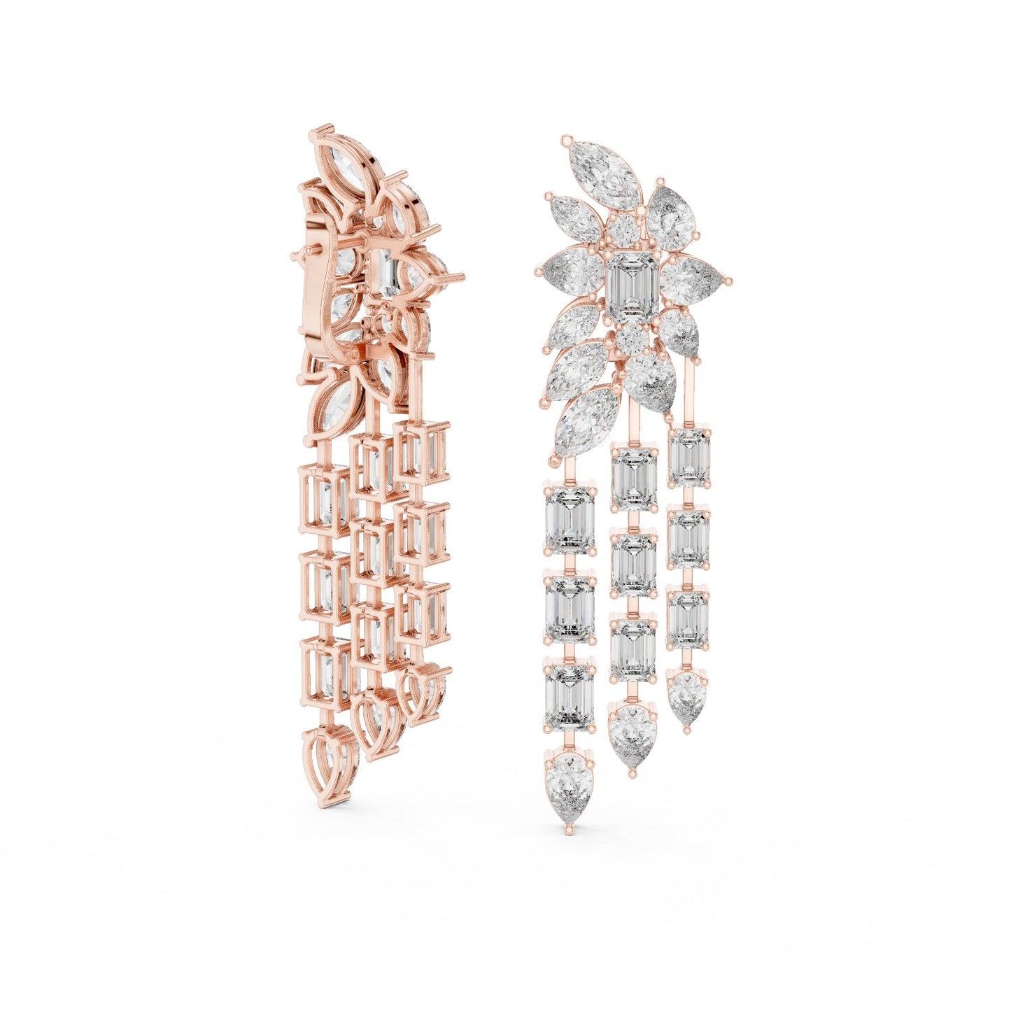 Mixed Shape Lab Grown Diamond Chandelier Earrings