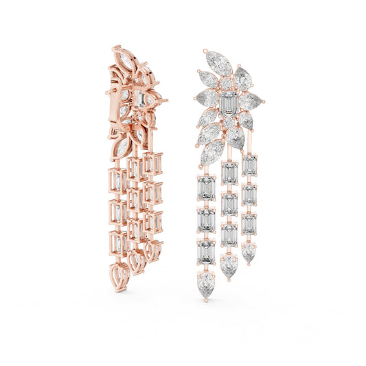 Mixed Shape Lab Grown Diamond Chandelier Earrings