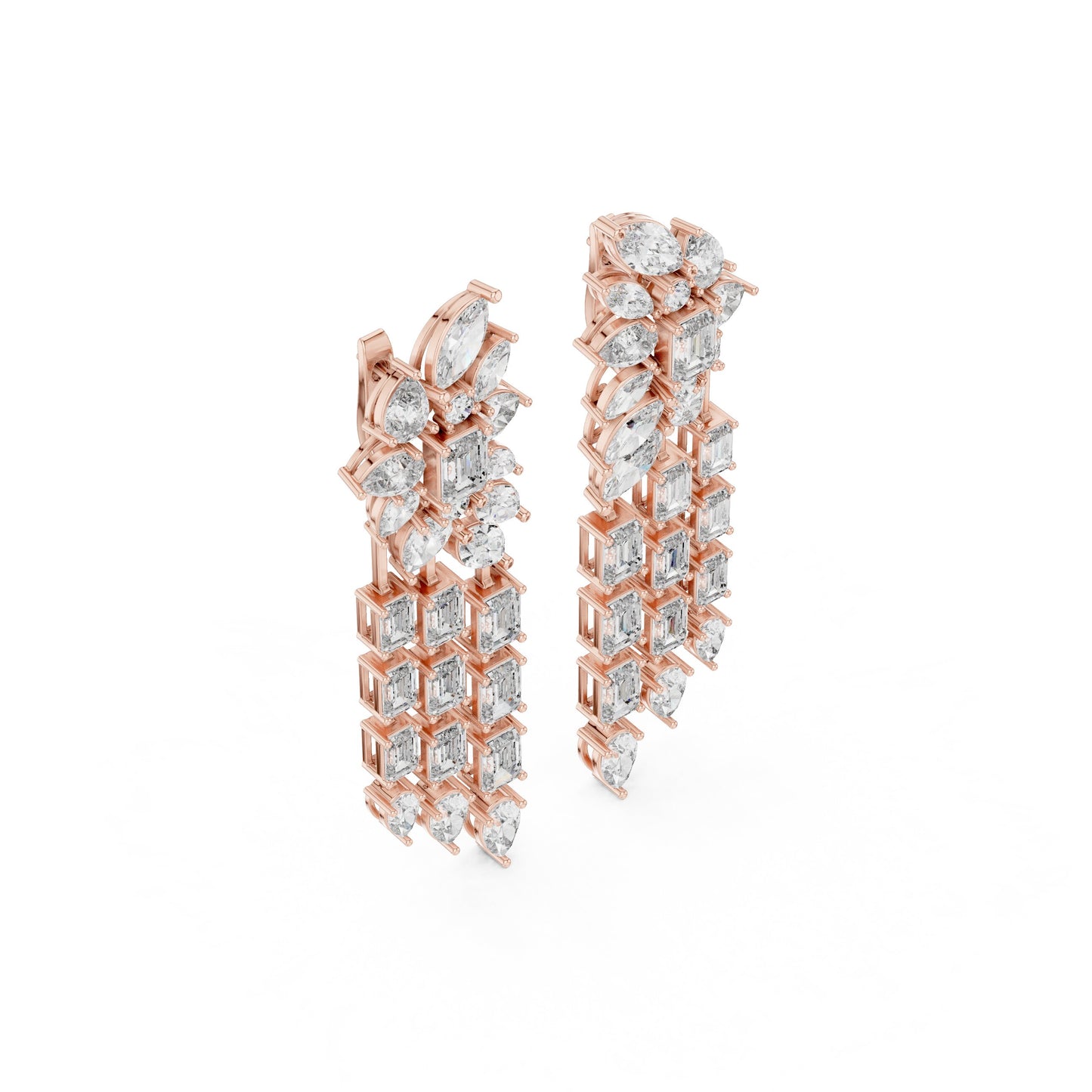 Mixed Shape Lab Grown Diamond Chandelier Earrings