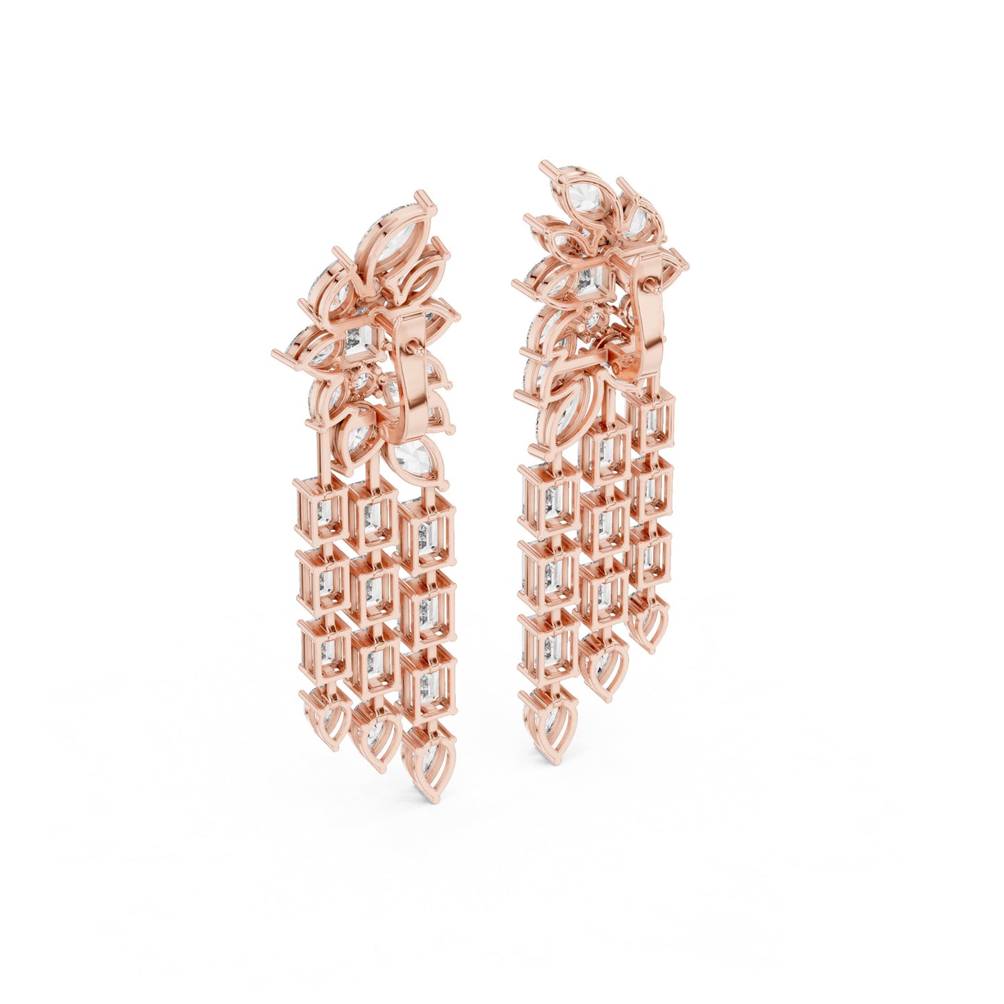 Mixed Shape Lab Grown Diamond Chandelier Earrings