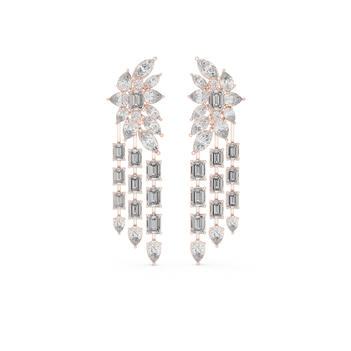 Mixed Shape Lab Grown Diamond Chandelier Earrings