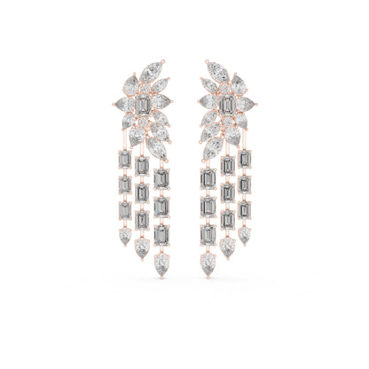 Mixed Shape Lab Grown Diamond Chandelier Earrings