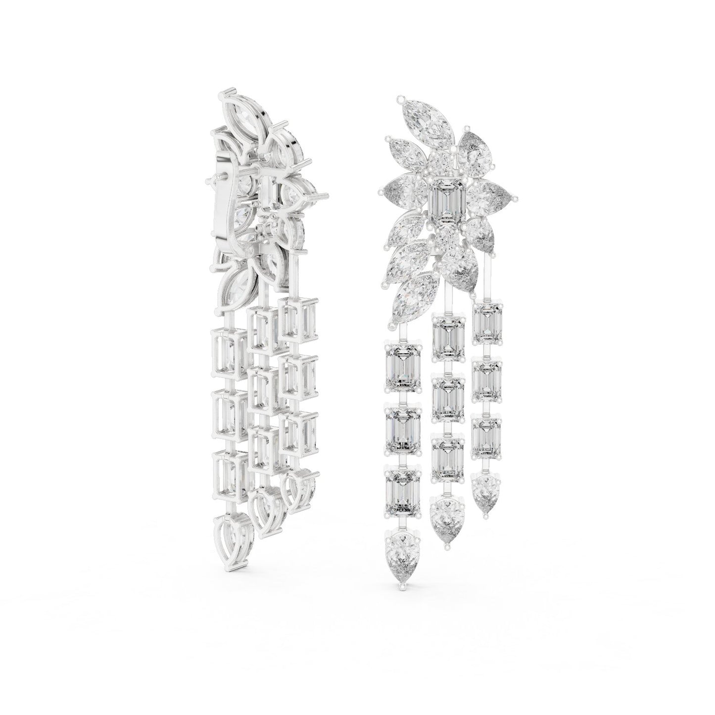 Mixed Shape Lab Grown Diamond Chandelier Earrings