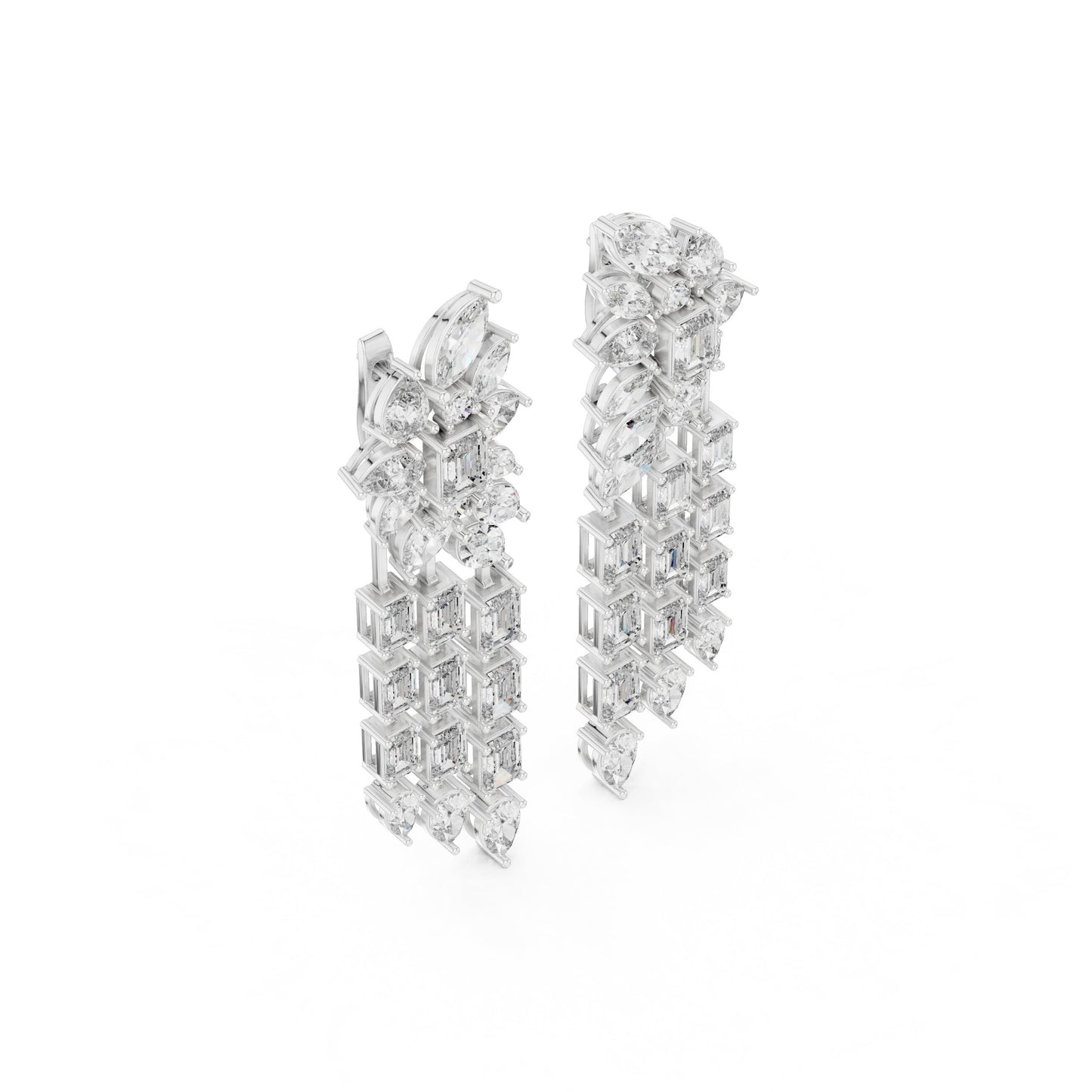 Mixed Shape Lab Grown Diamond Chandelier Earrings