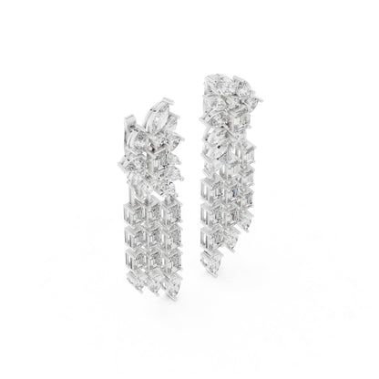 Mixed Shape Lab Grown Diamond Chandelier Earrings