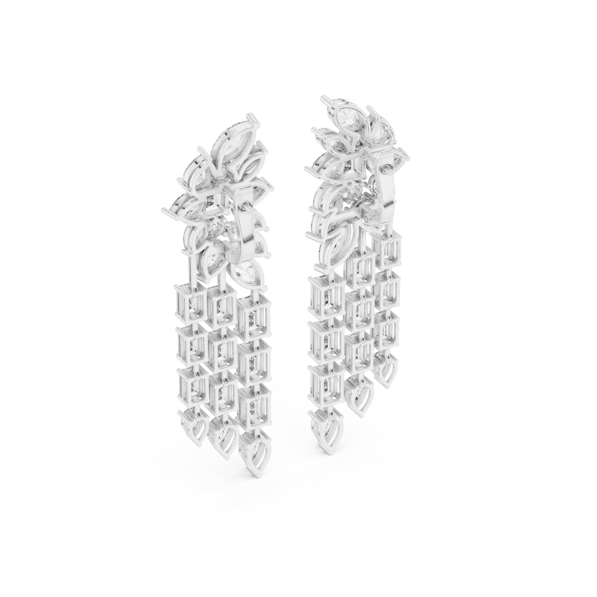 Mixed Shape Lab Grown Diamond Chandelier Earrings
