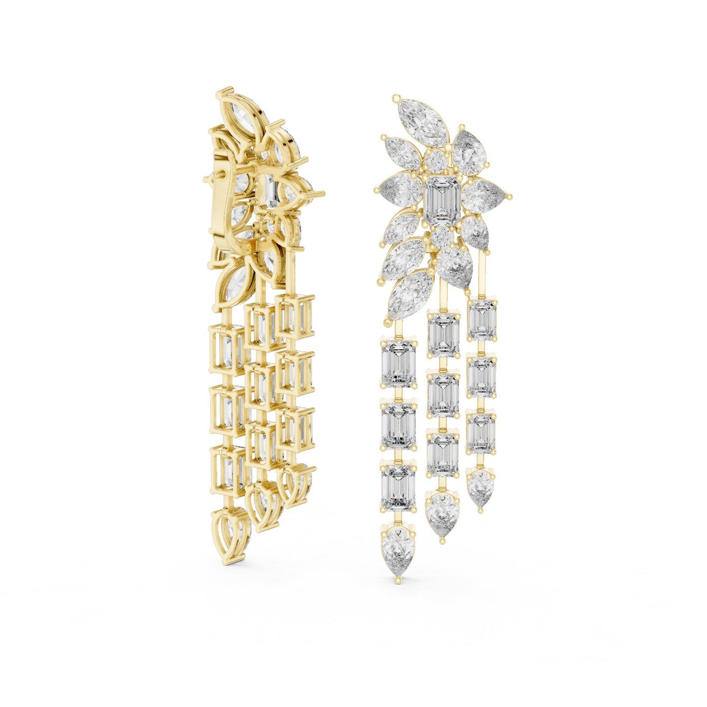 Mixed Shape Lab Grown Diamond Chandelier Earrings
