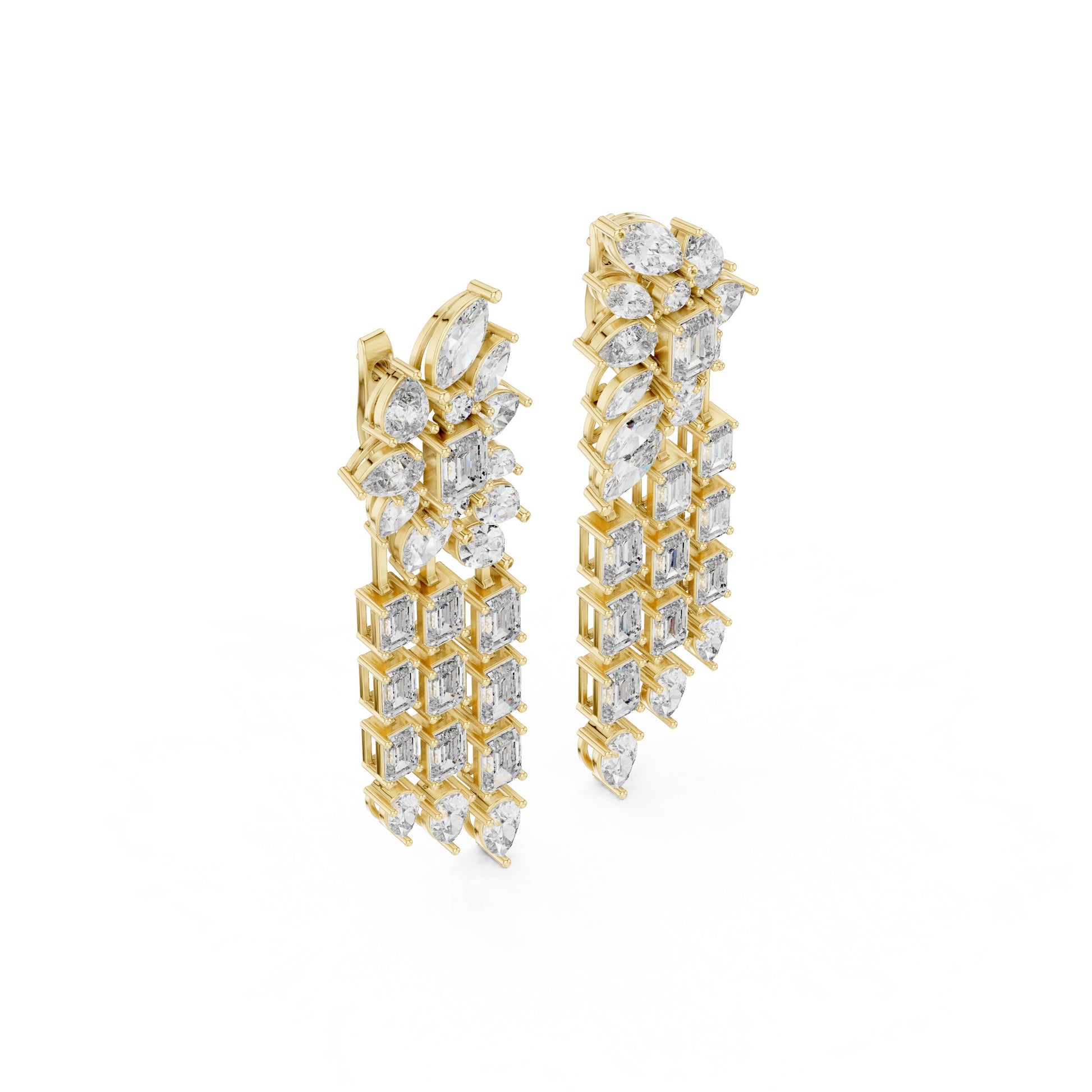 Mixed Shape Lab Grown Diamond Chandelier Earrings