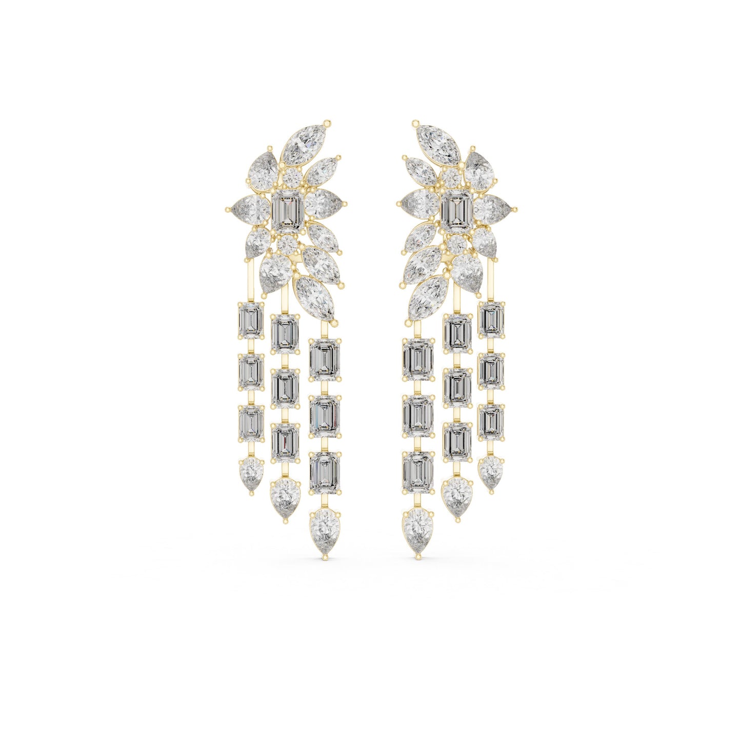 Mixed Shape Lab Grown Diamond Chandelier Earrings