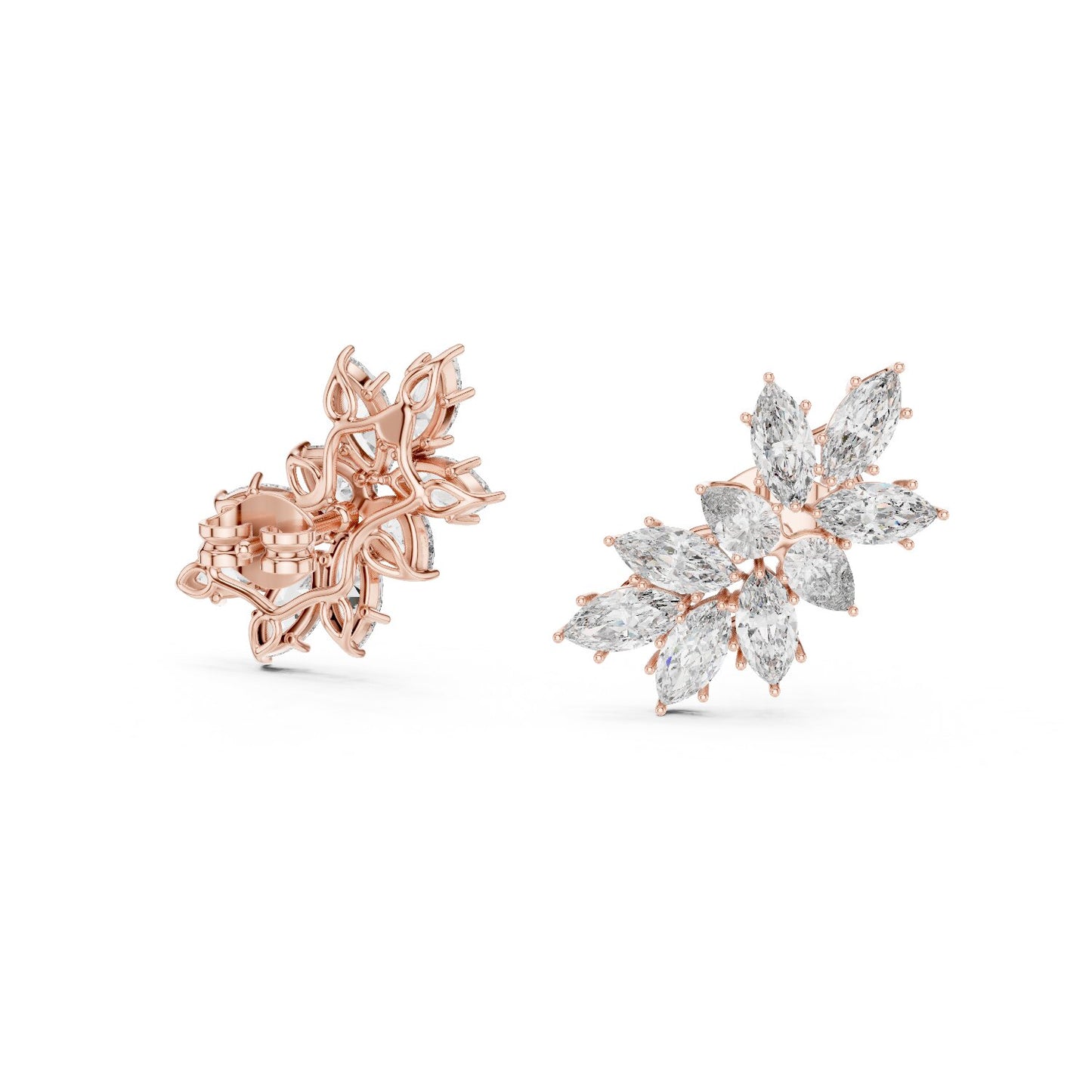 Mixed Shape Lab Grown Diamond Cluster Earrings
