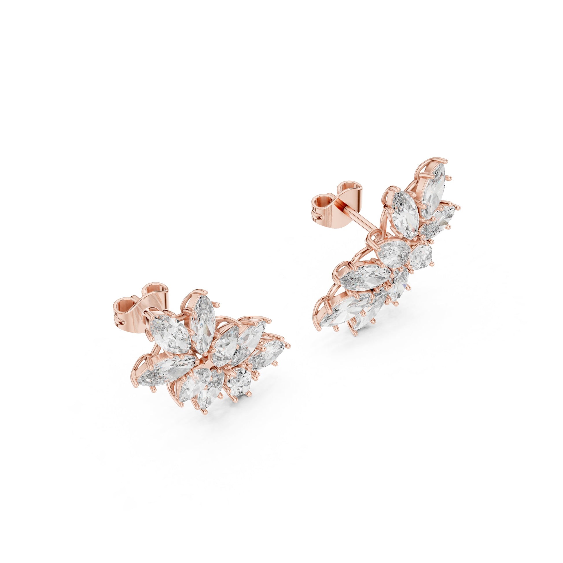 Mixed Shape Lab Grown Diamond Cluster Earrings